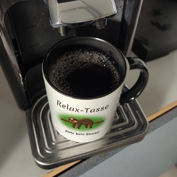 speecheese Tasse Relax Tasse Bitte kein Stress! Kaffeebecher Schwarz Besonders für als