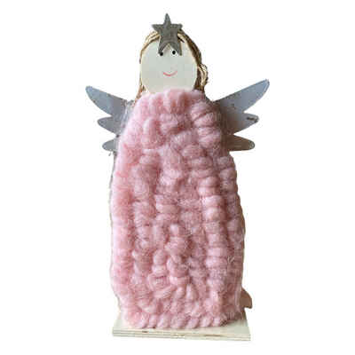 Florissima Engelfigur Engel aus Holz mit Filzkleid Rosa 26cm