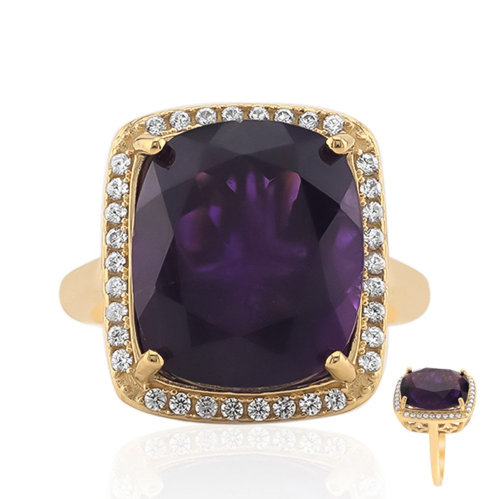 Cavill Silberring Marokkanischer Amethyst Goldplattierter Silberring, günstig online kaufen