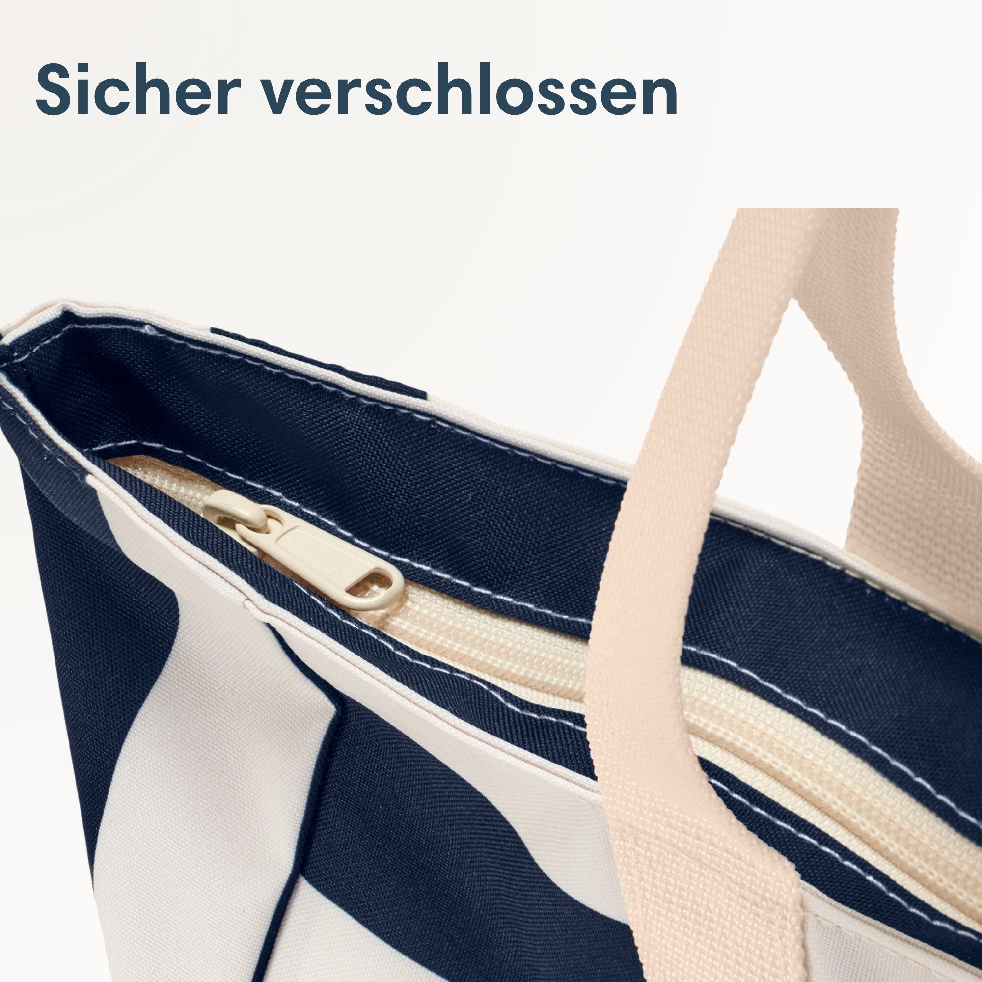 LARKSON Strandtasche Linn Strandtasche mit Reißverschluss (1-tlg), Große Beach Bag für Strand und Urlaub, Wasserabweisend