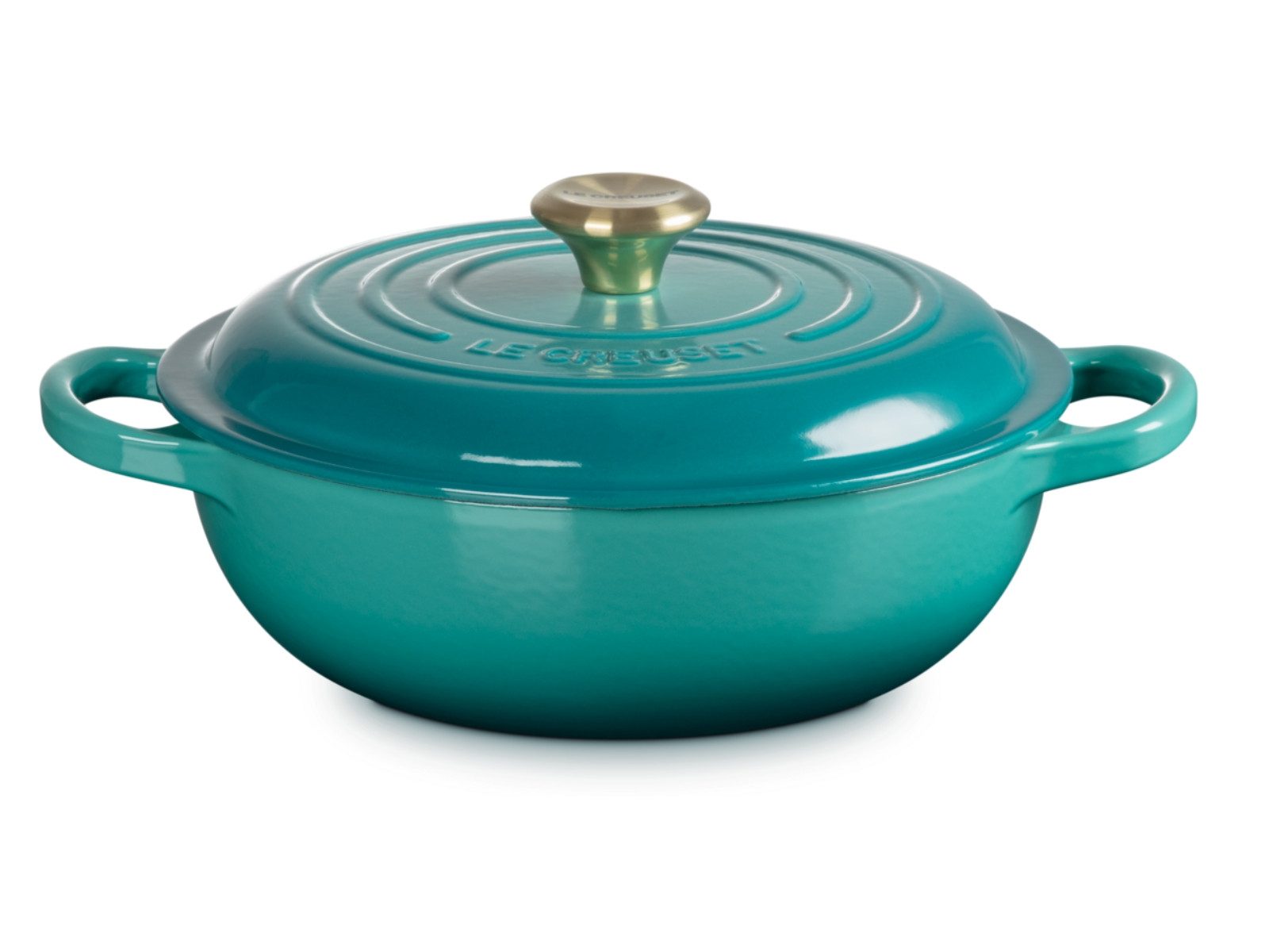 LE CREUSET Bräter Stew Pot Signature rund bleu riviera 22cm, Emailliertes Gusseisen