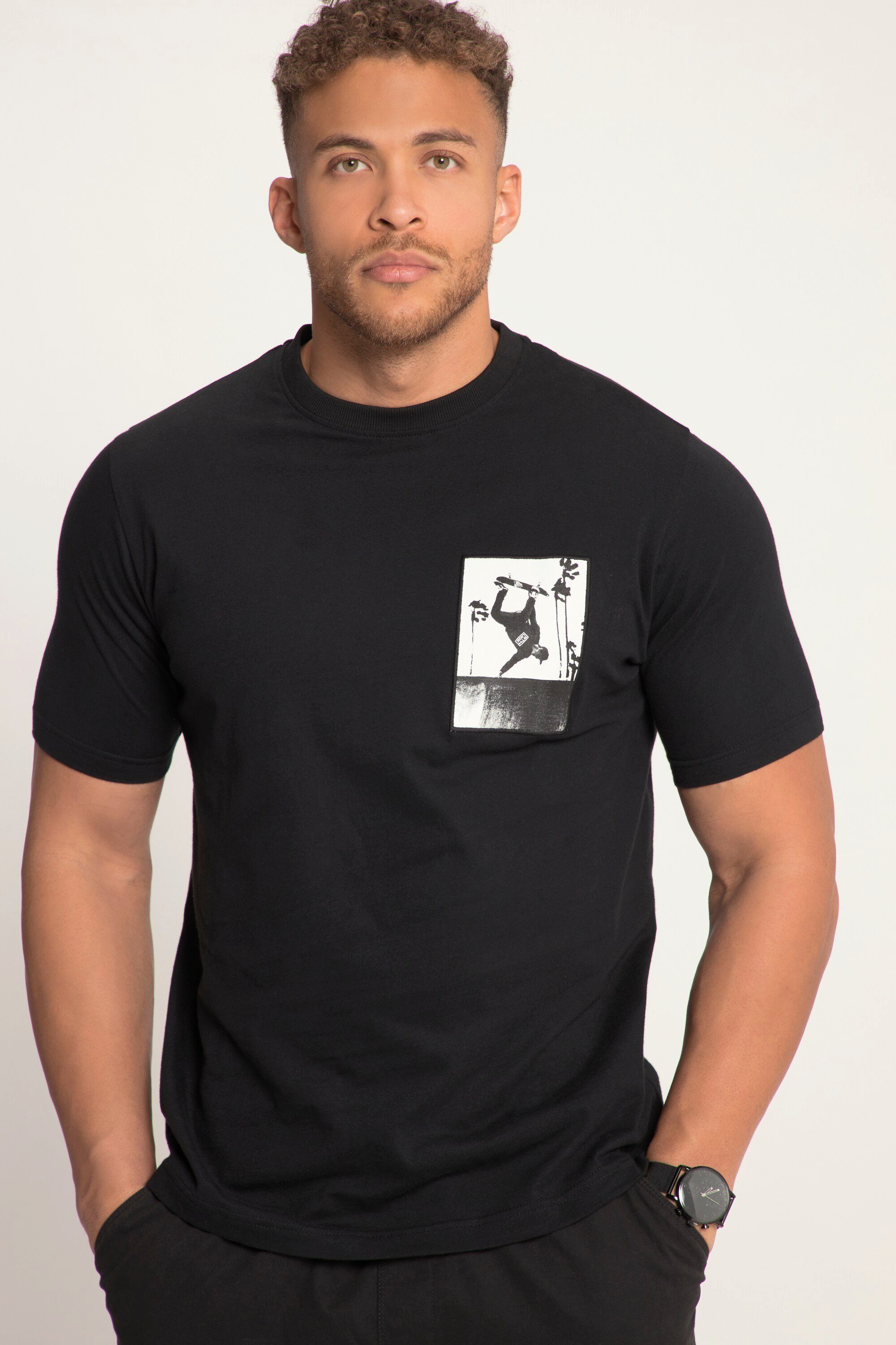 STHUGE T-Shirt STHUGE T-Shirt Halbarm Foto Print bis 8 XL schwarz