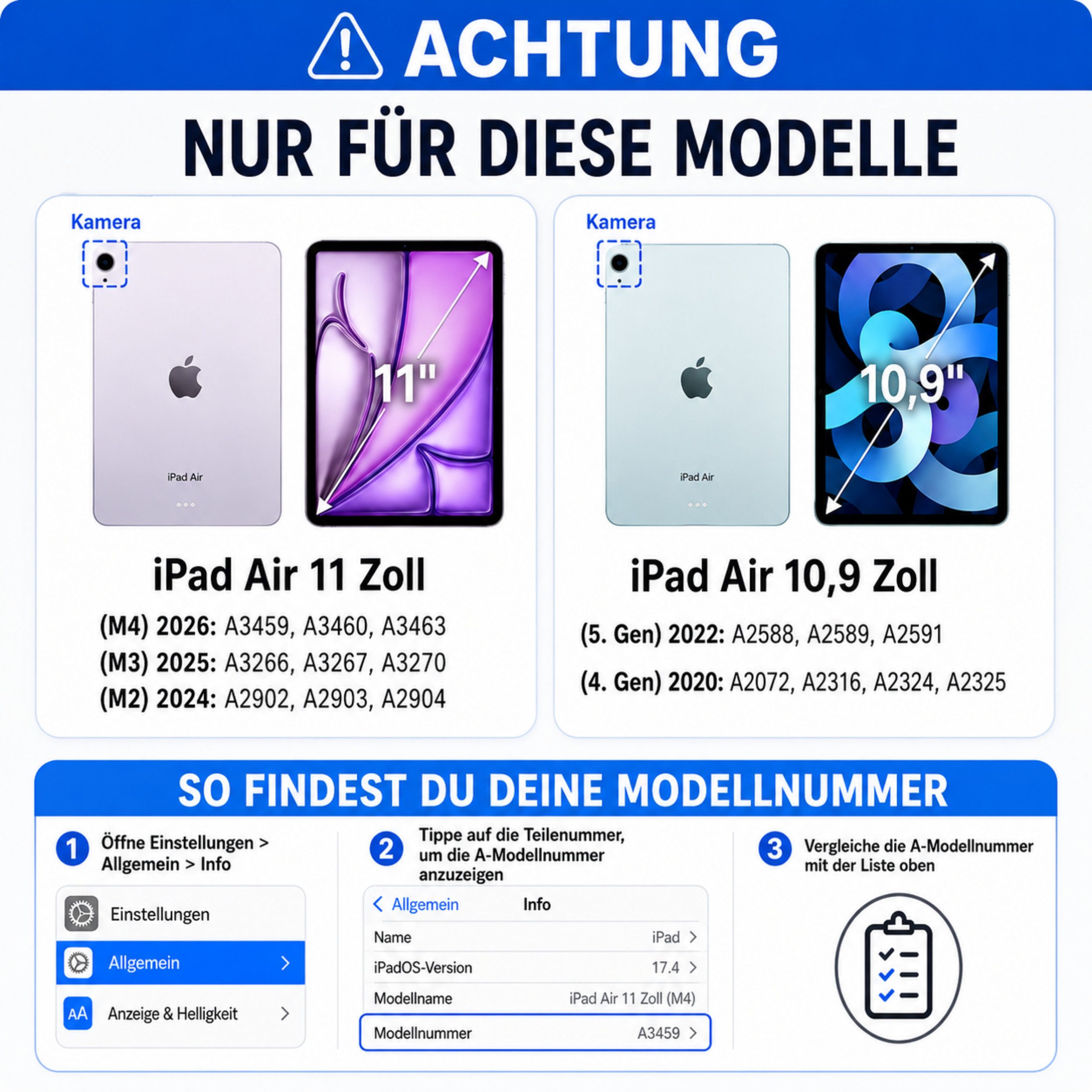 PlugUp Tablet-Hülle iPad Air 11" M4/M3/M2(2026/2025/2024), iPad Air 10,9" 5/4 Gen 2022/20 10,9/11 Zoll, iPad Air Hülle mit Stifthalter, dünn & transparente Rück – Bild 2 von 5