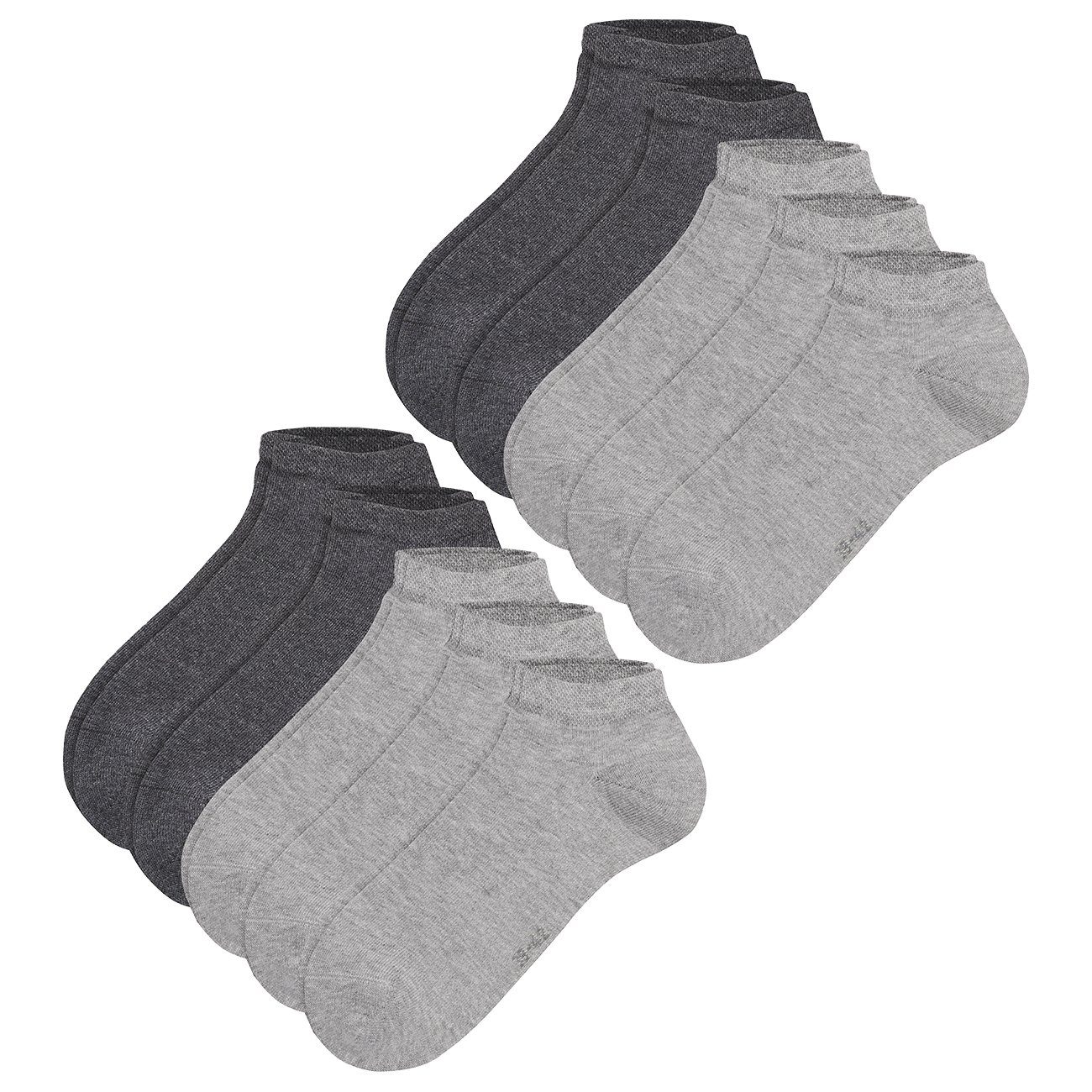 Camano Sneakersocken Unisex Sneaker Red Grey (10-Paar) 15er Light Multipack aus Pack 10er Melange 20er 10er (9300) Baumwollmix im