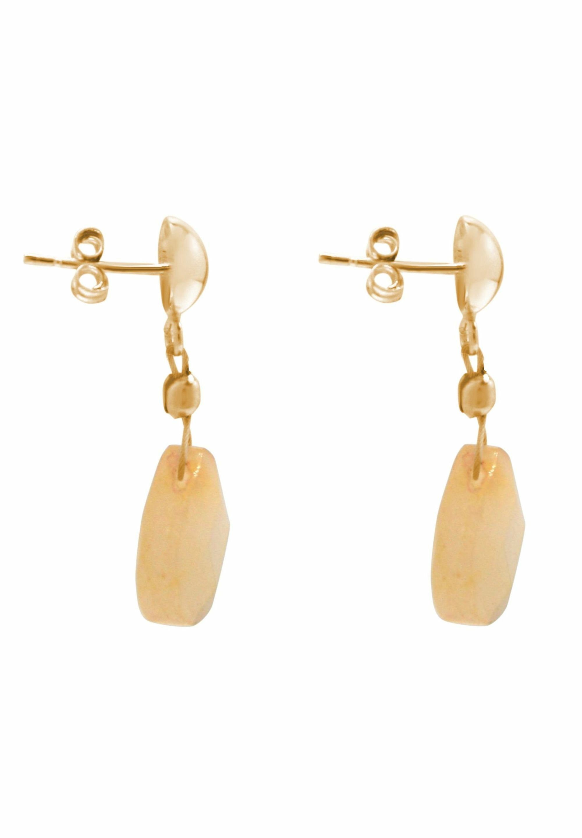 Gemshine Paar Ohrhänger Jade Tropfen coloured gold