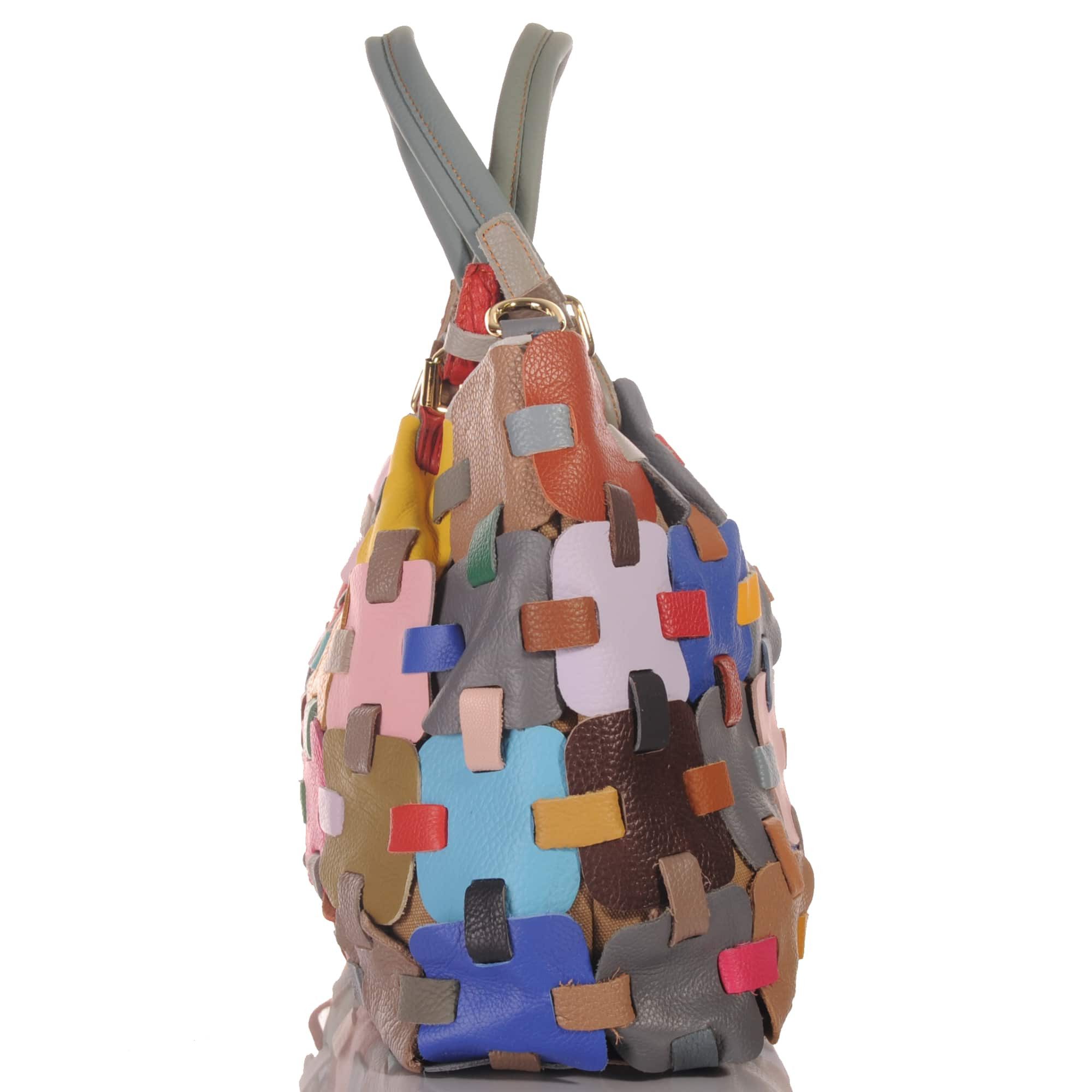 KMISSO Henkeltasche Damen Leder Patchwork Umhängetasche Shopper Schultertasche 30666 (1-tlg), im eleganten Look