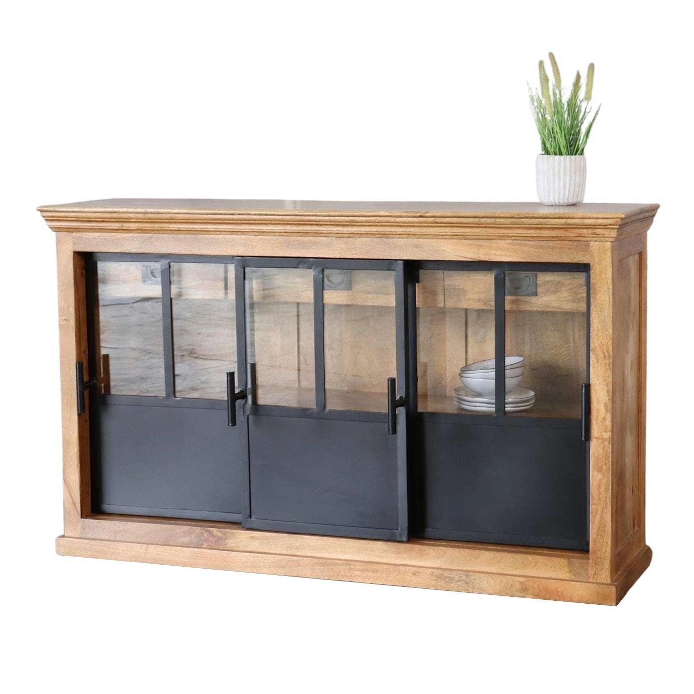 baario Sideboard Sideboard HOXT Industrial Style, Anrichte massiv Mangoholz & Eisen Kommode