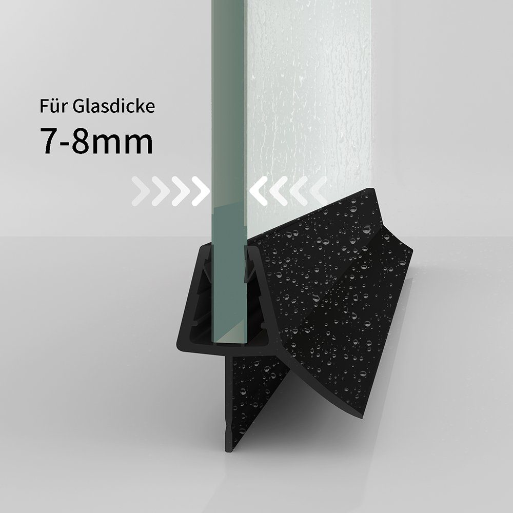 Boromal Duschdichtung Duschtürdichtung Duschwassersperre Geeignet für 4/5/6/7/8 mm Glasdicke, L: 60 cm, (2-St) – Bild 4 von 5