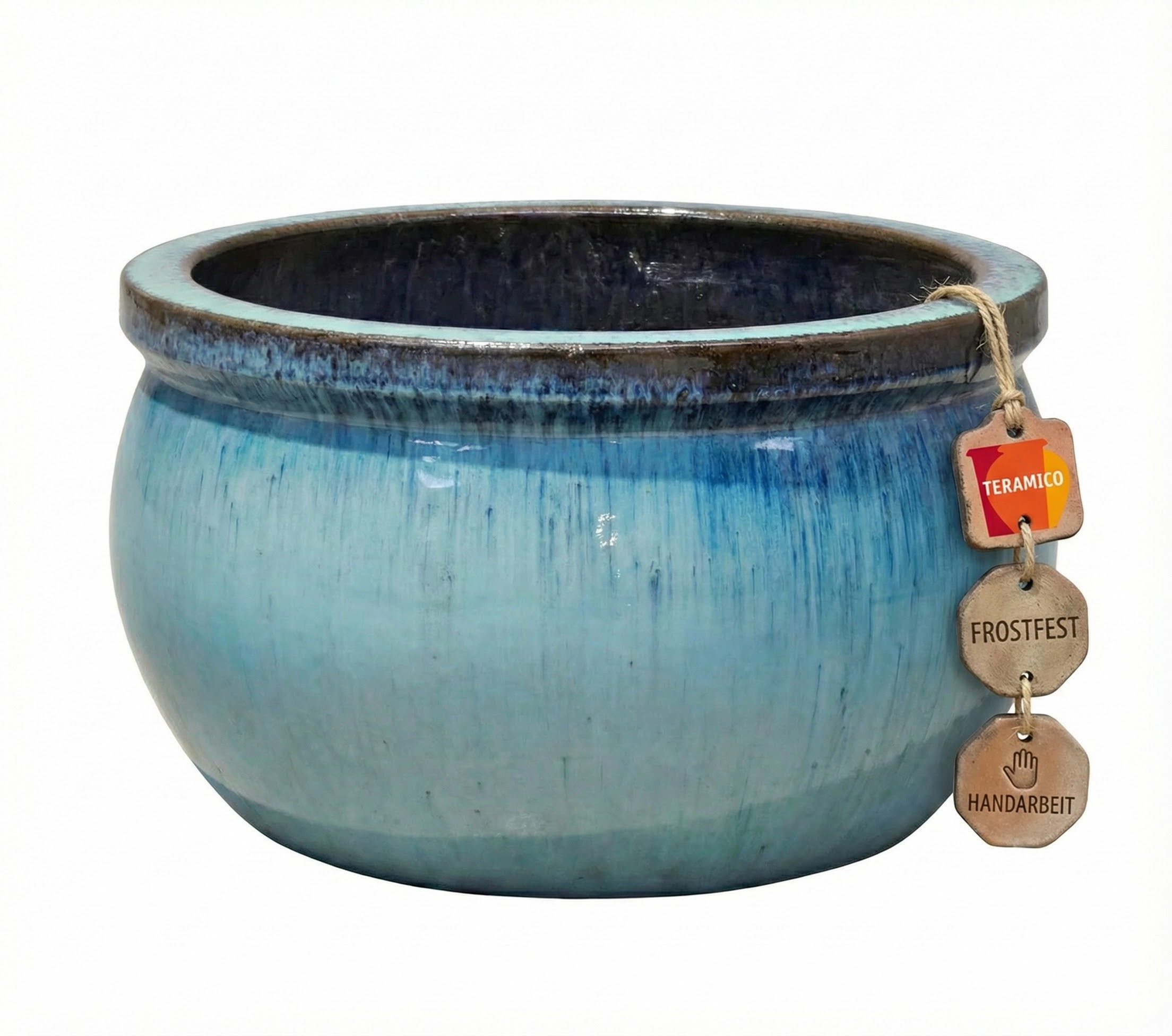 Teramico Blumentopf Pflanzgefäß Keramik "Bavaria" Grün – Ø 28 - 49 cm Frostfest (1 St), Frostfest, UV-Fest
