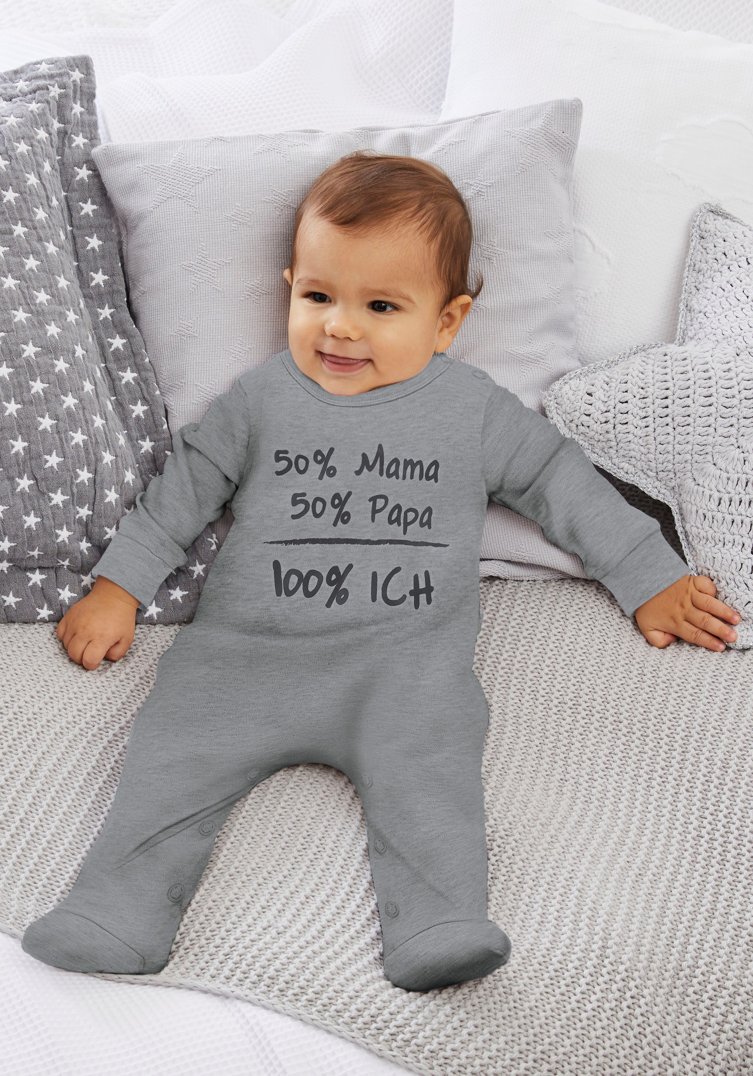KIDSWORLD Schlafoverall 50% Mama, 50% Papa aus Bio-Baumwolle