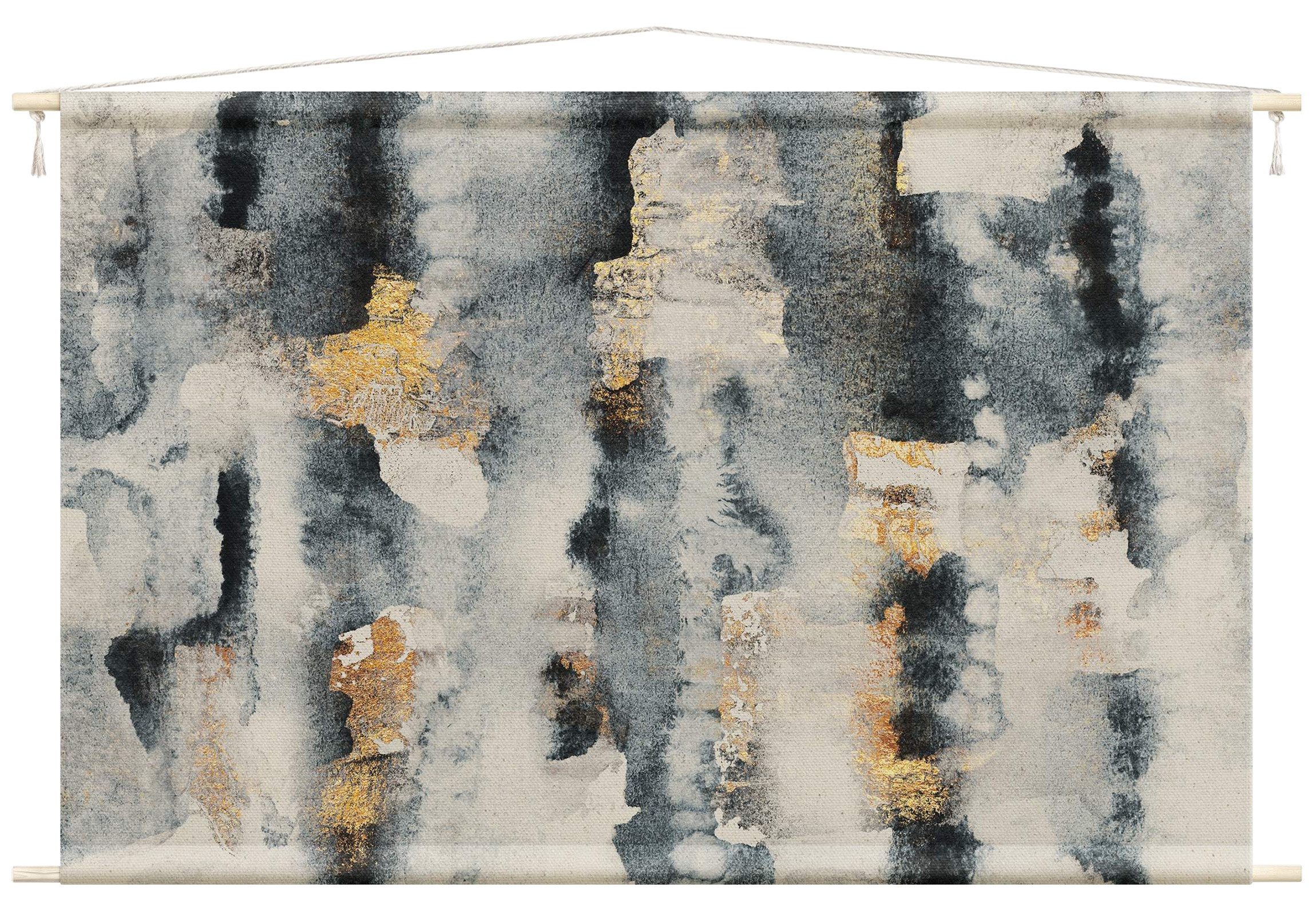 Bilderdepot24 Wandteppich modern Abstrakt Aquarell gold, rechteckig, Höhe: 2.6 mm, großes Wandbild aus Natur-Baumwolle Wandbehang Stoffbild Tuch Wollseil