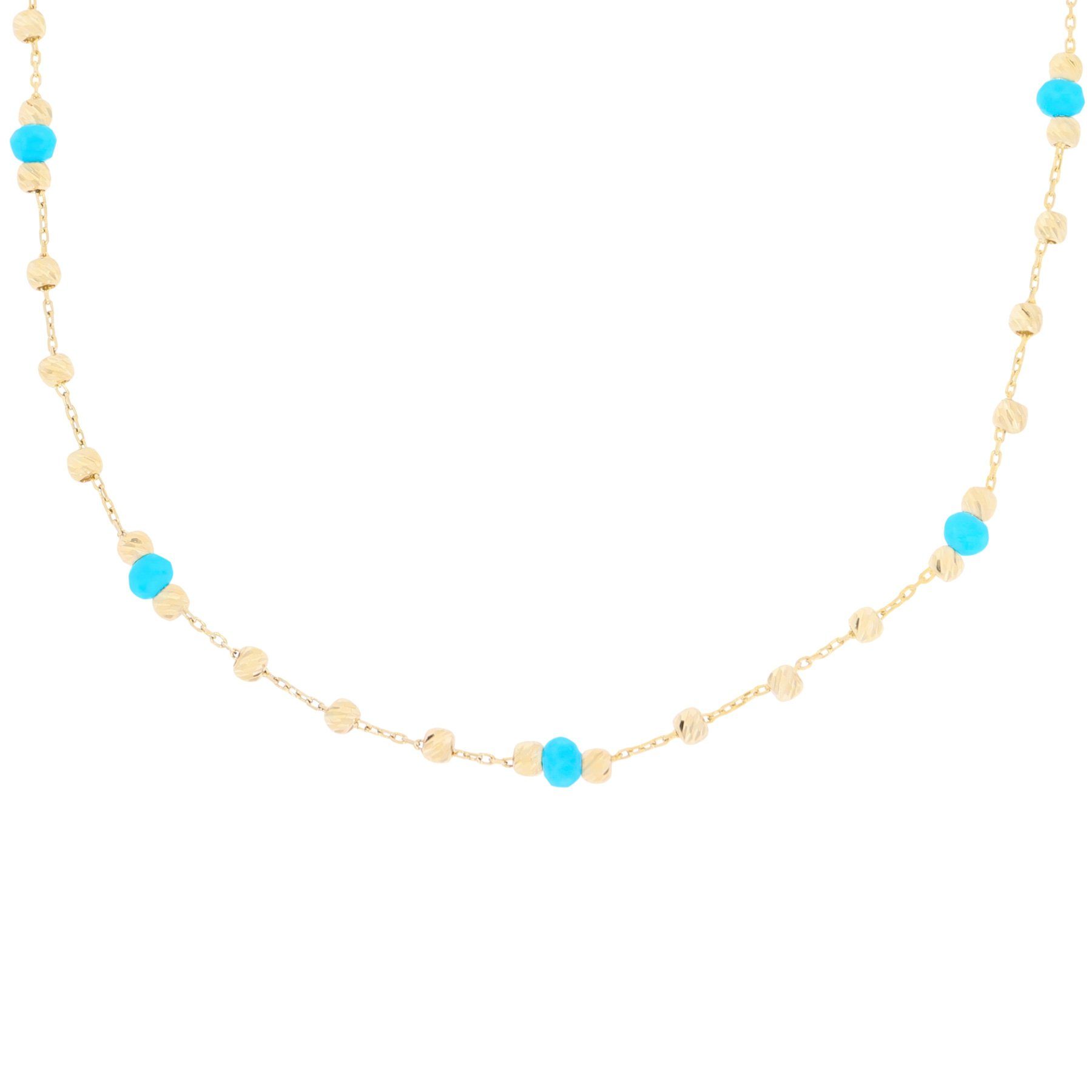Stella-Jewellery Collier 585er Gold Collierkette mit Kugeln Turkis Steinen, günstig online kaufen
