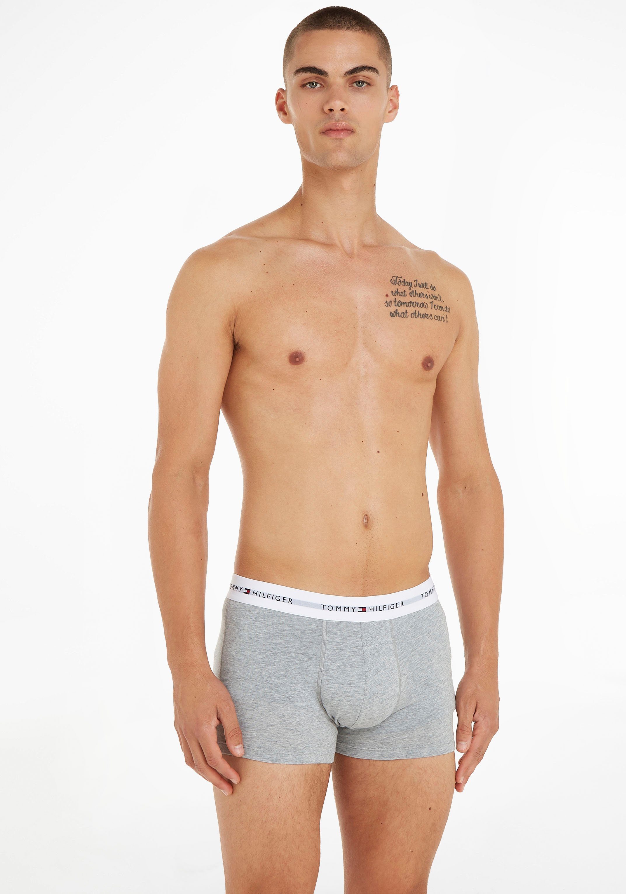 Hilfiger TRUNK Trunk mit Underwear (Packung, Grey-Heather/Black/White 3-St., Logo-Elastikbund 3P Tommy 3er-Pack)