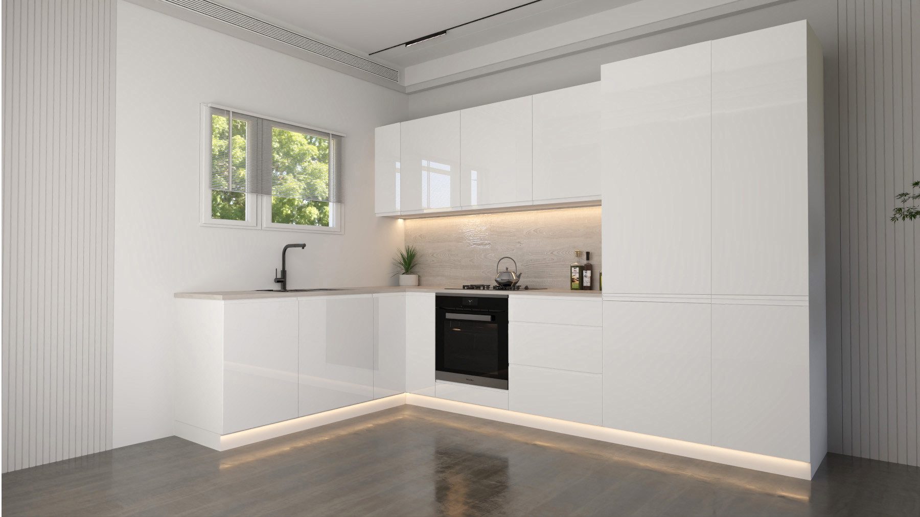 ROYAL24_MARKT Küchenzeile Velmora Winkelküche KÜ-AS-004 – Moderne L-Küche ohne Arbeitsplatte, (Komplett Set), Premium - Modern - Exzellent.