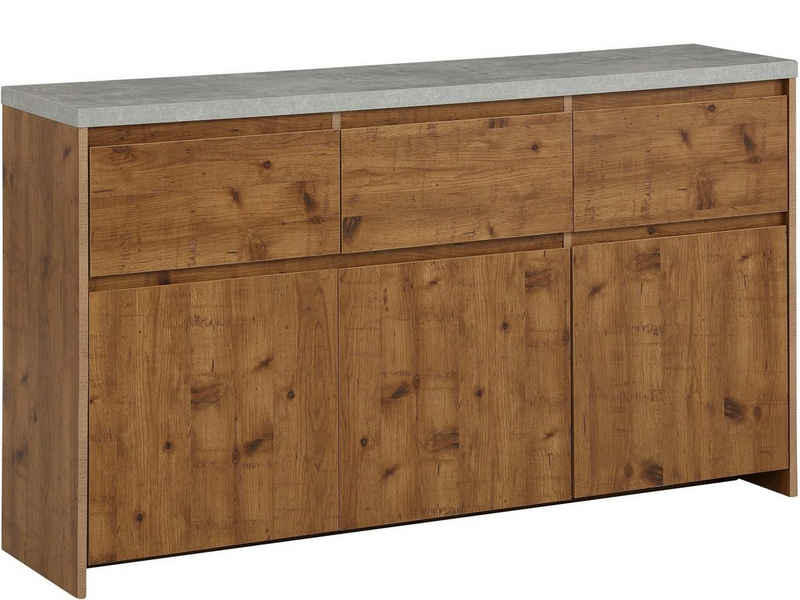 loft24 Sideboard Lolland, FSC®-zertifziert, Topplatte in Betonoptik, Breite 140 cm