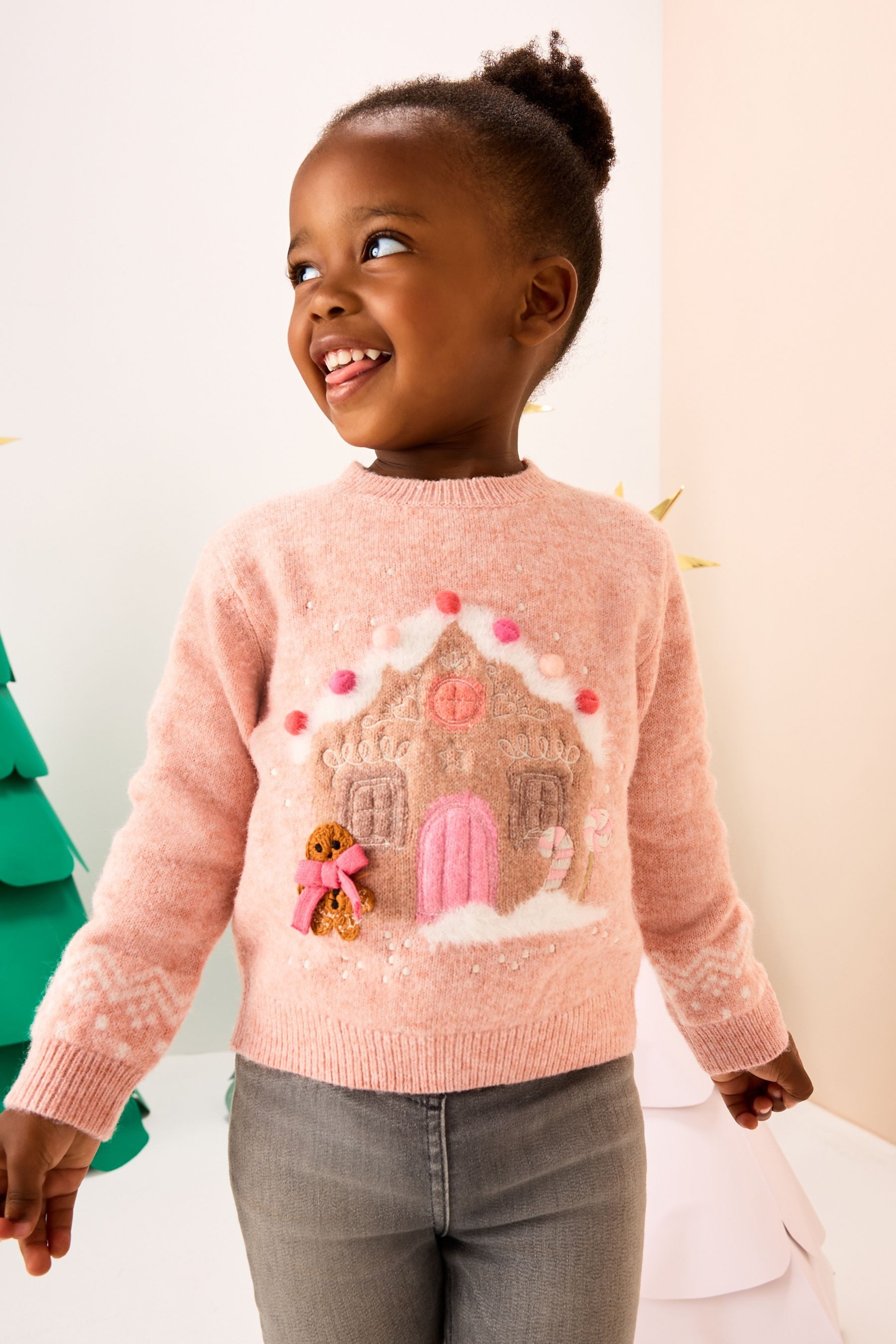 Next Strickpullover Pullover mit Weihnachtsfiguren (1-tlg)