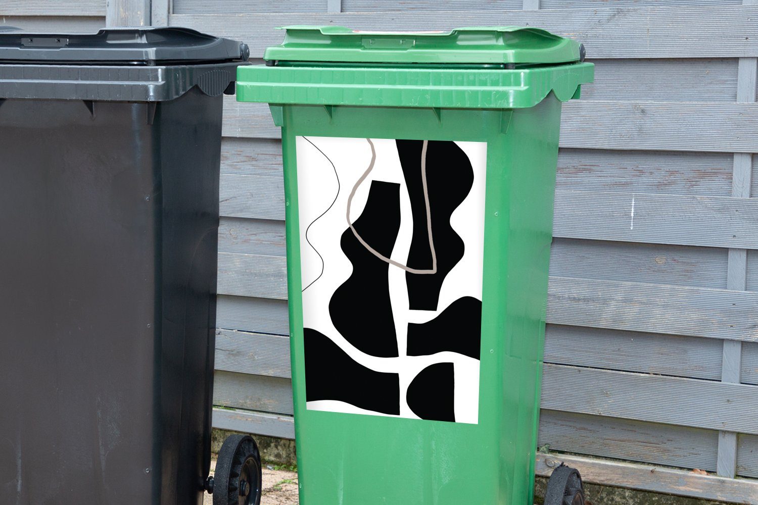 Abstrakt Abfalbehälter St), Wandsticker Container, - Sticker, Mülleimer-aufkleber, Design - Mülltonne, (1 Minimalismus MuchoWow