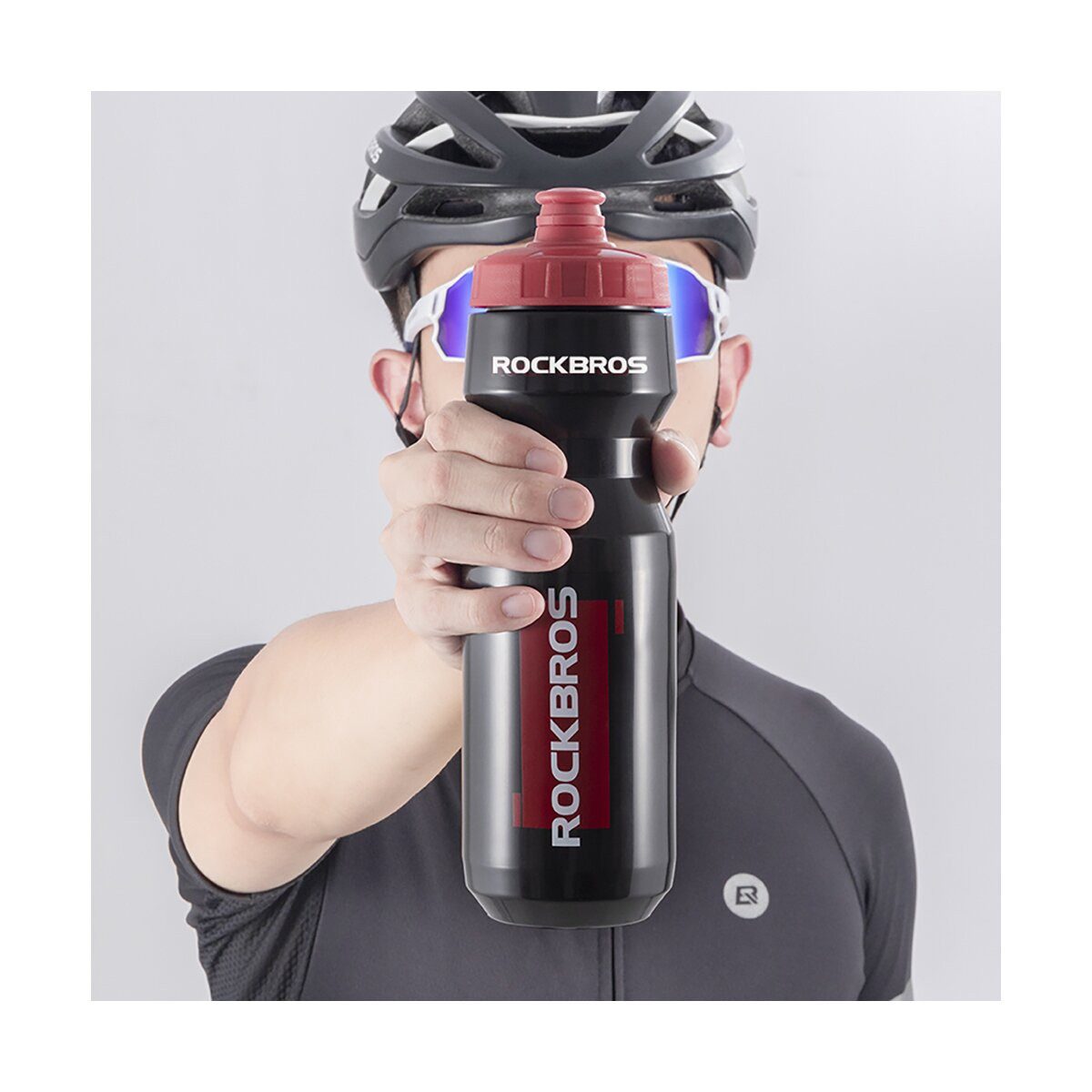 ROCKBROS Trinkflasche Rockbros Fahrradflasche 750 ml Schwarz Rot