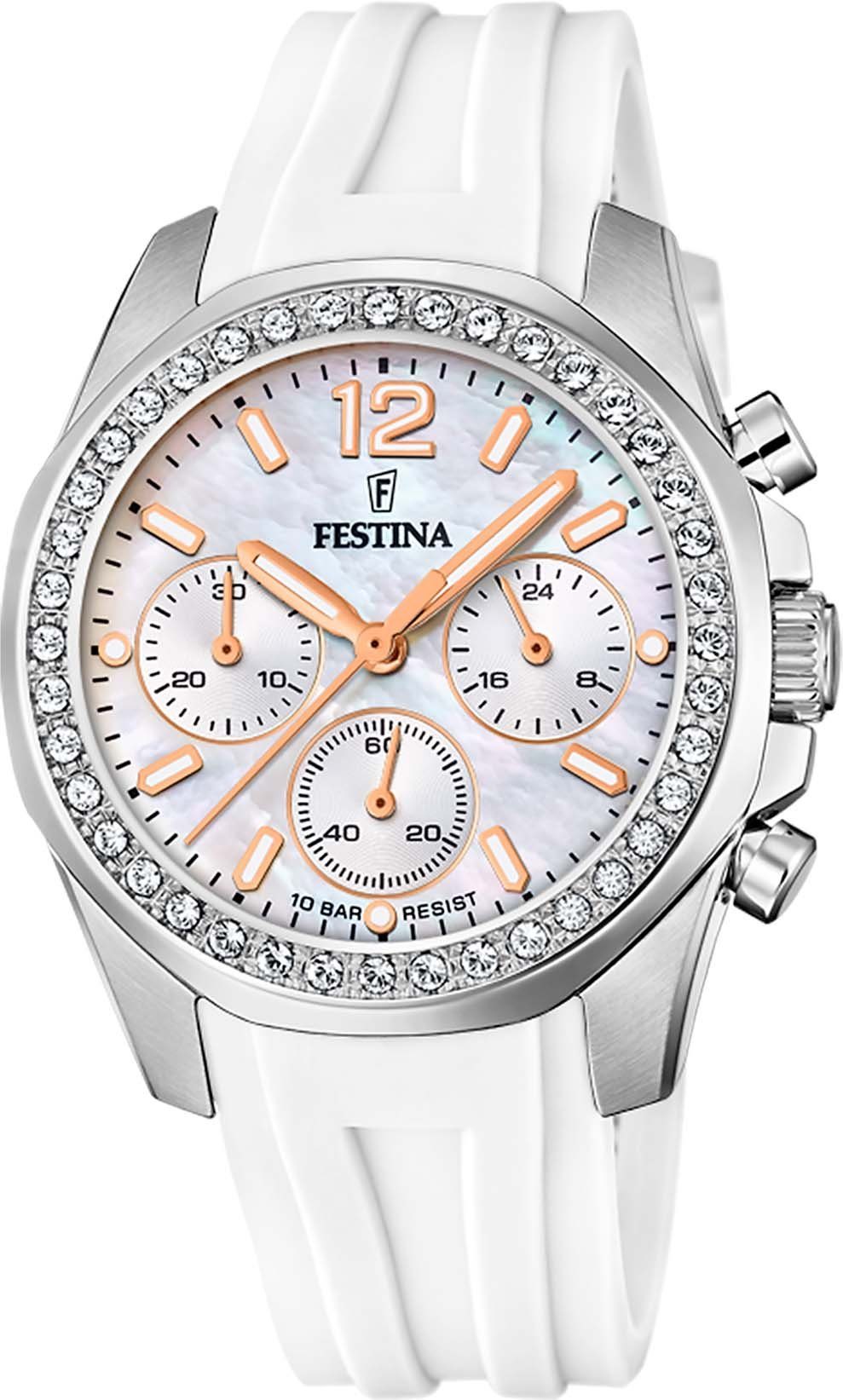 Festina Chronograph Boyfriend, F20610/1, Armbanduhr, Quarzuhr, Damenuhr, Stoppfunktion