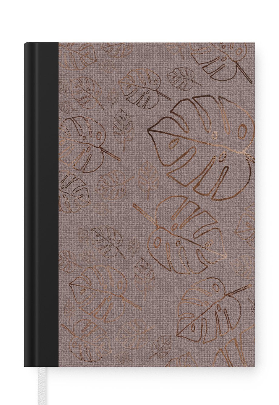 MuchoWow Notizbuch Muster - Blätter - Lila - Bronze, Journal, Merkzettel, Tagebuch, Notizheft, A5, 98 Seiten, Haushaltsbuch | Notizbücher