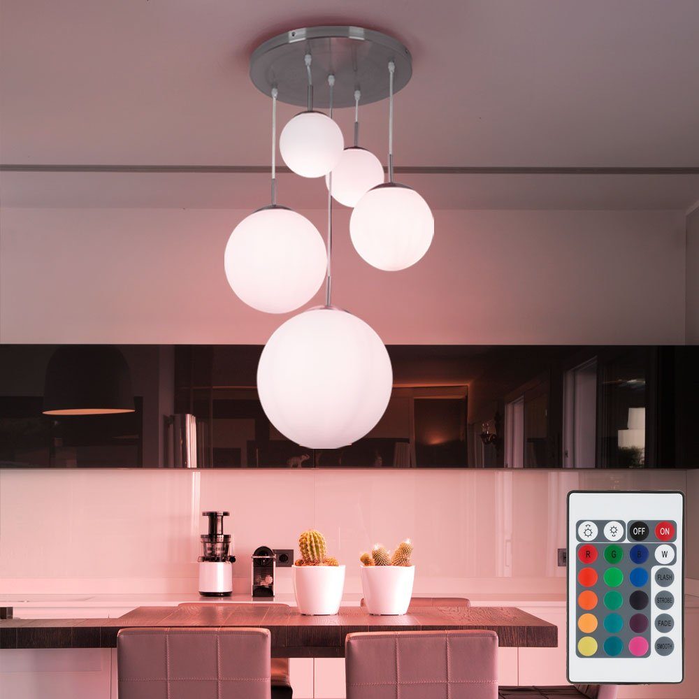 etc-shop LED Pendelleuchte, Leuchtmittel inklusive, im Kugel Leuchte Pendel Decken Lampe Warmweiß, Design Set Hänge Farbwechsel