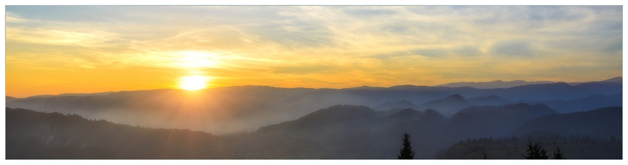 Wallario Küchenrückwand Sonnenaufgang über dem Schwarzwald, (1-tlg)