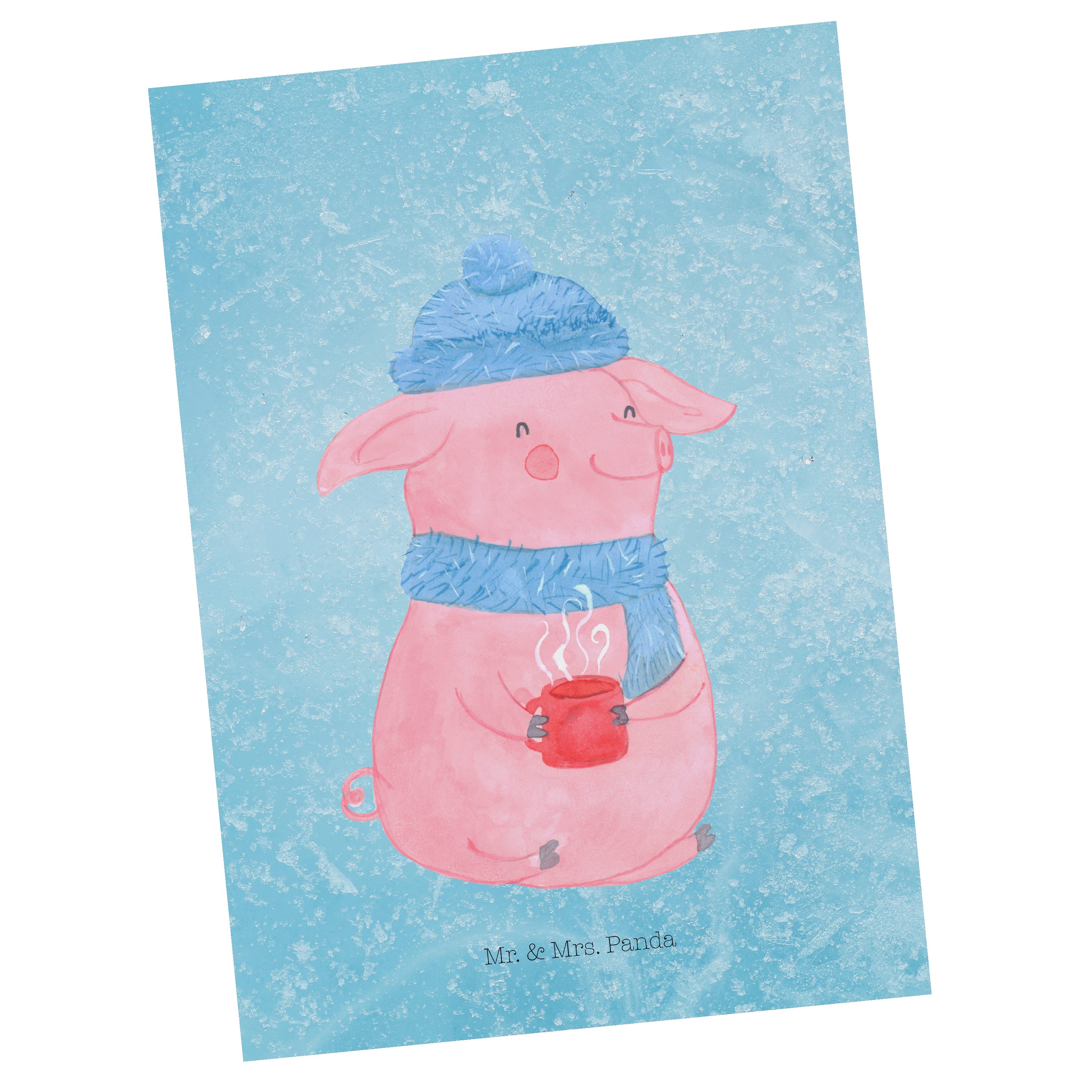 Mr. & Mrs. Panda Postkarte Lallelndes Glühschwein - Eisblau - Geschenk, Weihnachtsdeko, Weihnach