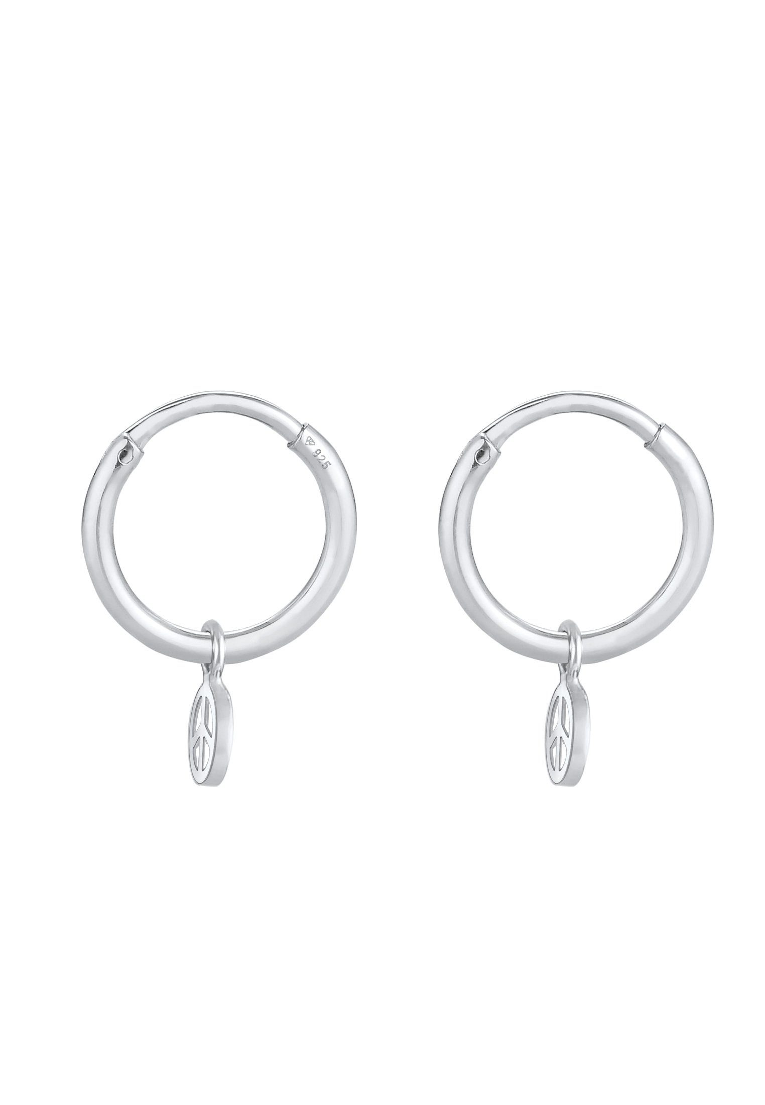 Elli Paar Creolen Creolen Peace Boho Symbol 925 Silber, Creolen Ohrringe im  Boho-Style für Damen | Creolen
