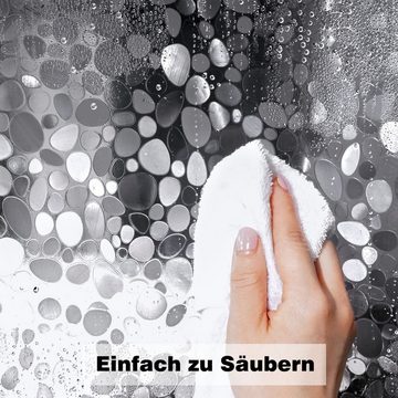 Caterize Duschvorhang Anti Schimmel, Transparent mit 3D Kieselsteinen Muster, Wasserdicht Breite 120 cm (1-tlg)