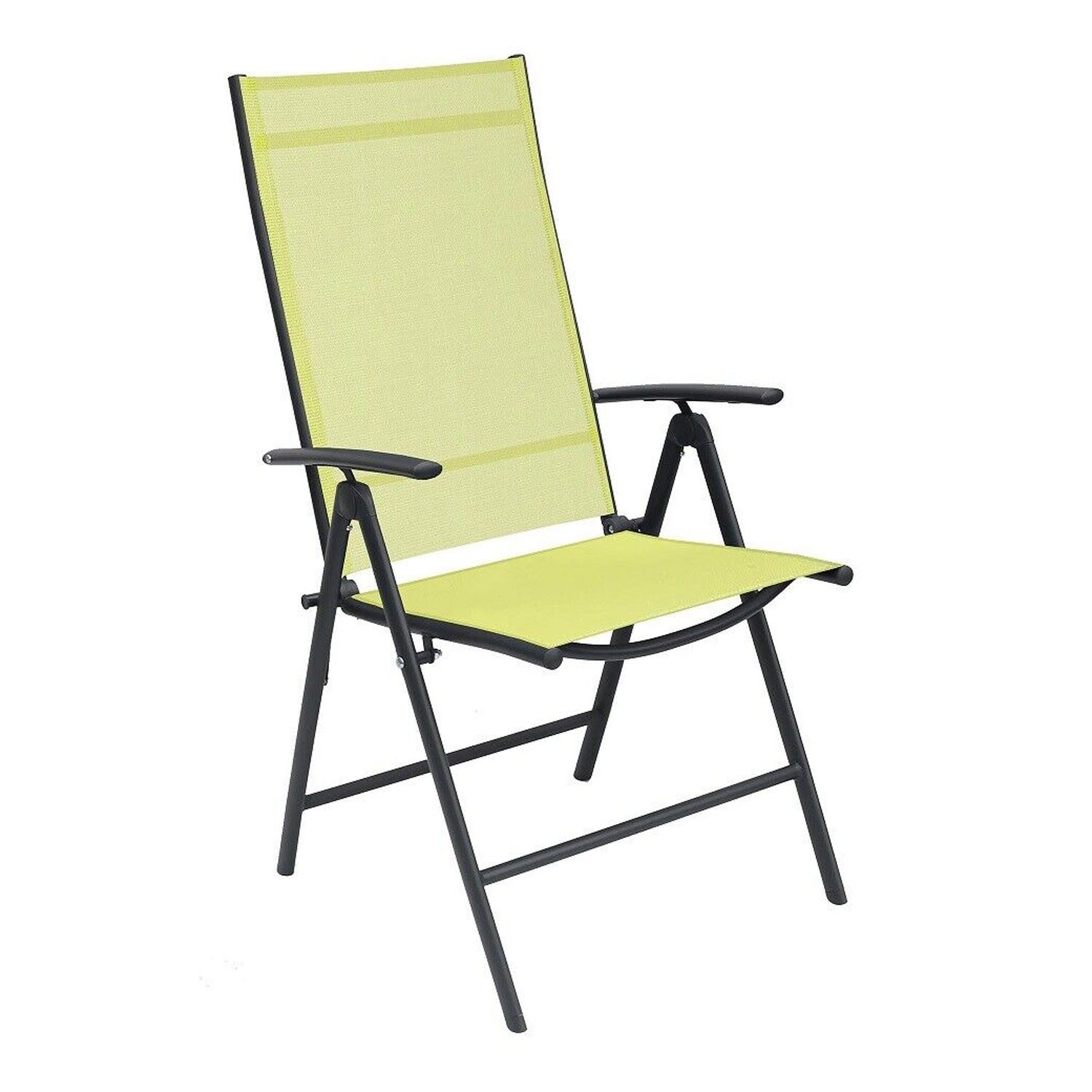 Mojawo Armlehnstuhl Garten Klappstuhl Gartenstuhl - Textilen Anthrazit - Limegrün 7 Pos.