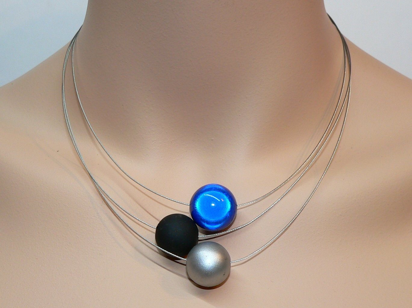 traumschmuck Collier 154b 3reihig Collier schwarz silber matt, Miracle Dunk günstig online kaufen