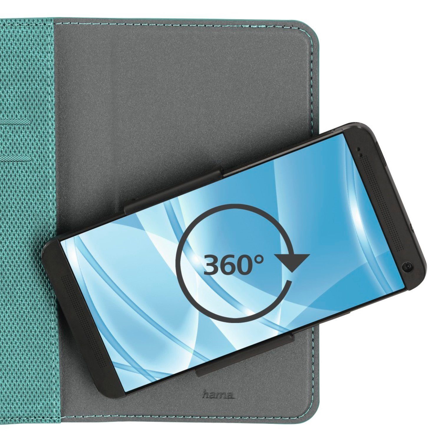 Hama Handyhülle Universal Booklet 5,2" bis 6,5" Klapp-Tasche Mint, Schutz-Hülle Case Bag Book-Cover Etui Kartenfach Magnet-Verschluss