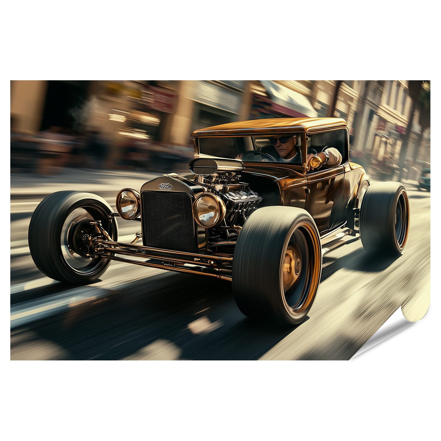 islandburner Poster, Schneller hot rod in der stadt