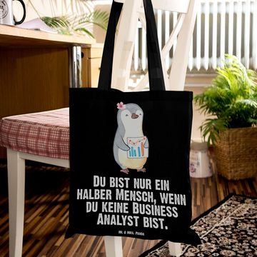 Mr. & Mrs. Panda Tragetasche Business Analyst Herz - Schwarz - Geschenk, Jutebeutel, Beruf, Beutel (1-tlg), Lange Tragegriffe