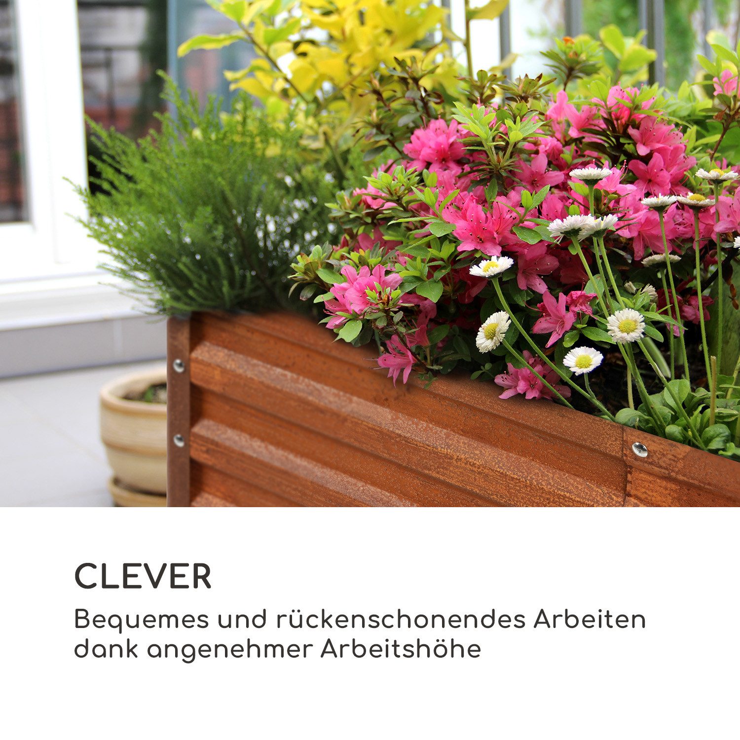 blumfeldt Hochbeet Rust Grow Hochbeet Metall (3 St), Pflanzkübel Outdoor Balkon außen groß Metall Garten