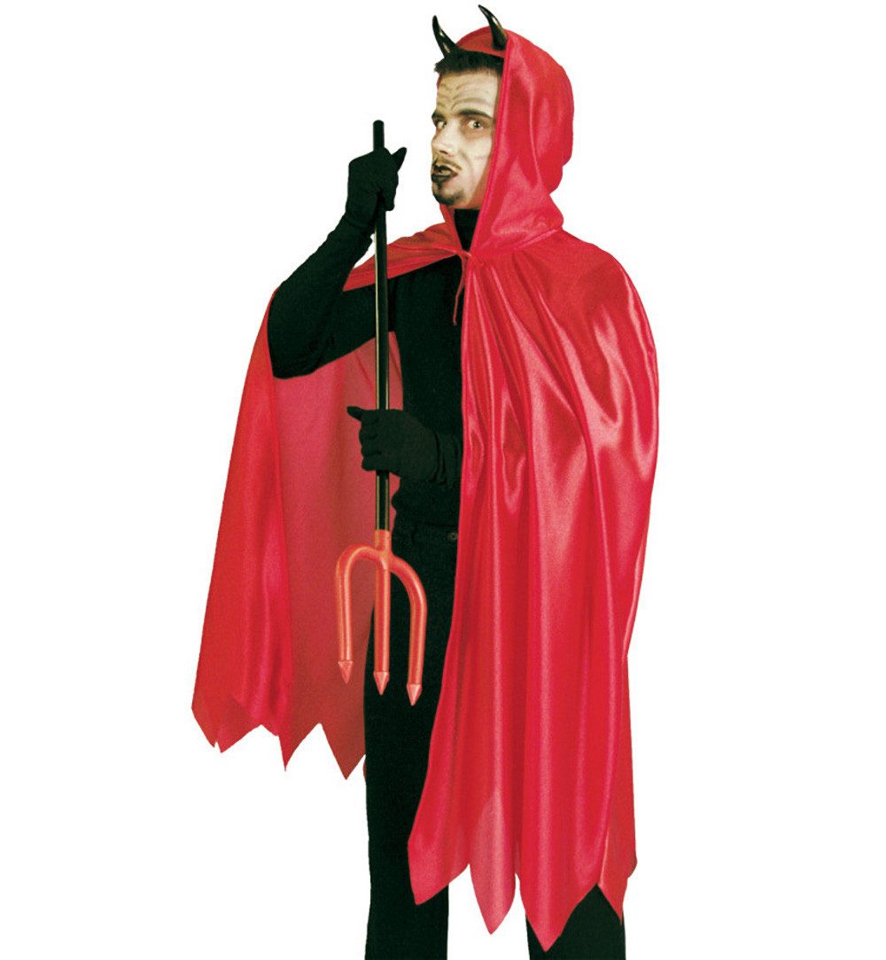 Teufel-Kostüm Teufel Umhang Cape Rot mit Kapuze XXL Halloween Karneval Fasching