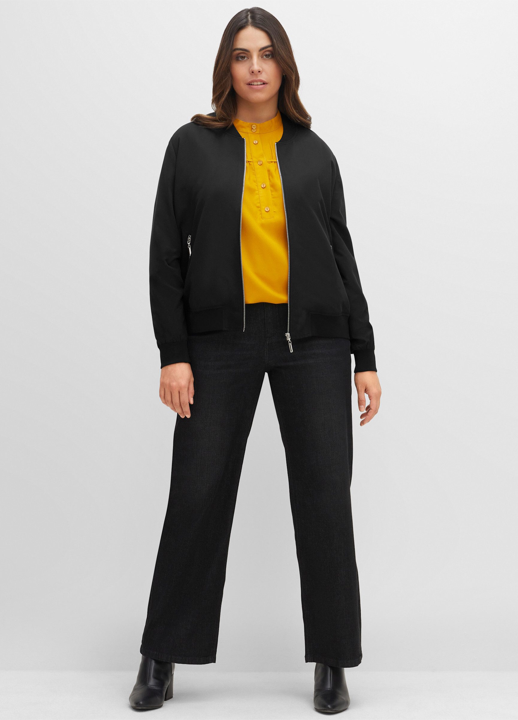 Sheego Winterjacke Blouson Langarm mit Rippbündchen und Reißverschluss – Bild 3 von 5