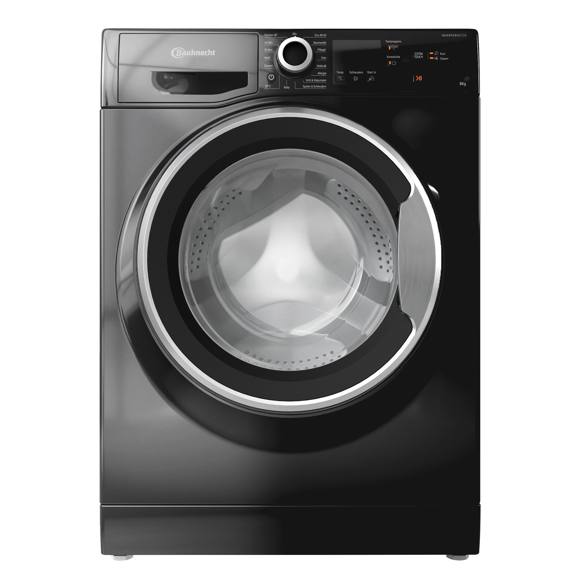 BAUKNECHT Waschmaschine Schwarz W8 S6300 A 8 kg, 1400 U/min, Anti-Allergie-- tolle Funktionen