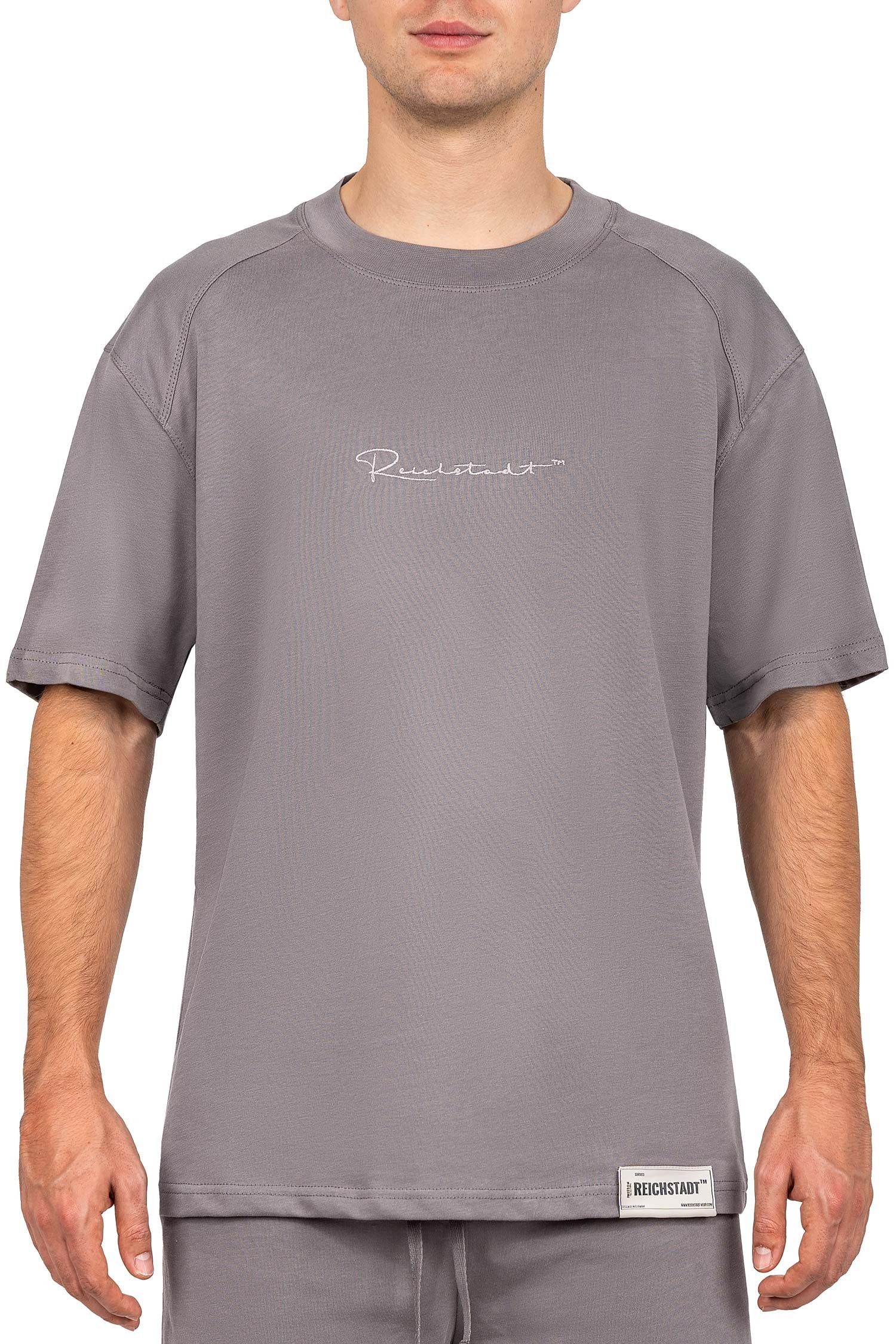 Reichstadt Oversize-Shirt Casual T-shirt 22RS033 (1-tlg) mit Stitching auf der Brust dunkelgrau