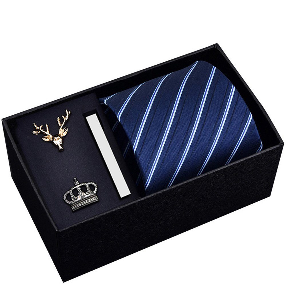 SCOCLO Krawatte Krawatte (Krawattennadel, 1-St., Vatertagsgeschenke für Papa - Männer Krawattenset zur Hochzeit) Erhältlich in 9 Ausführungen BlauB