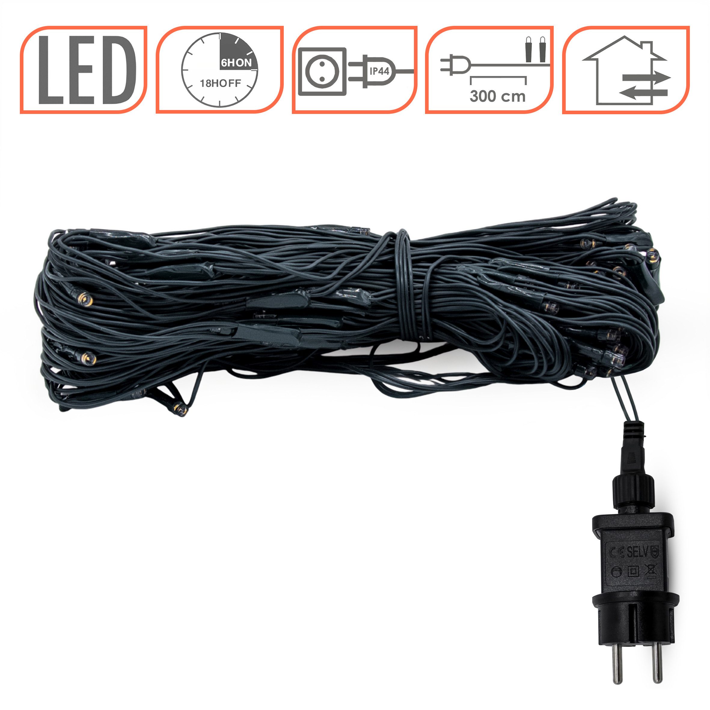 Spetebo LED-Lichternetz LED Lichternetz 1,5 m / 100 LED - Netzteil, 100-flammig, Garten Deko Lichervorgang