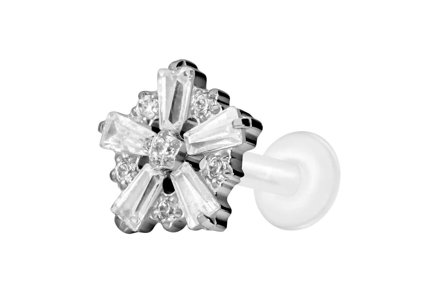 PIERCINGLINE Piercing-Set PTFE Labret mit Innengewinde + Titan-Aufsatz SCHNEEFLOCKE (Labrets, 1-tlg)