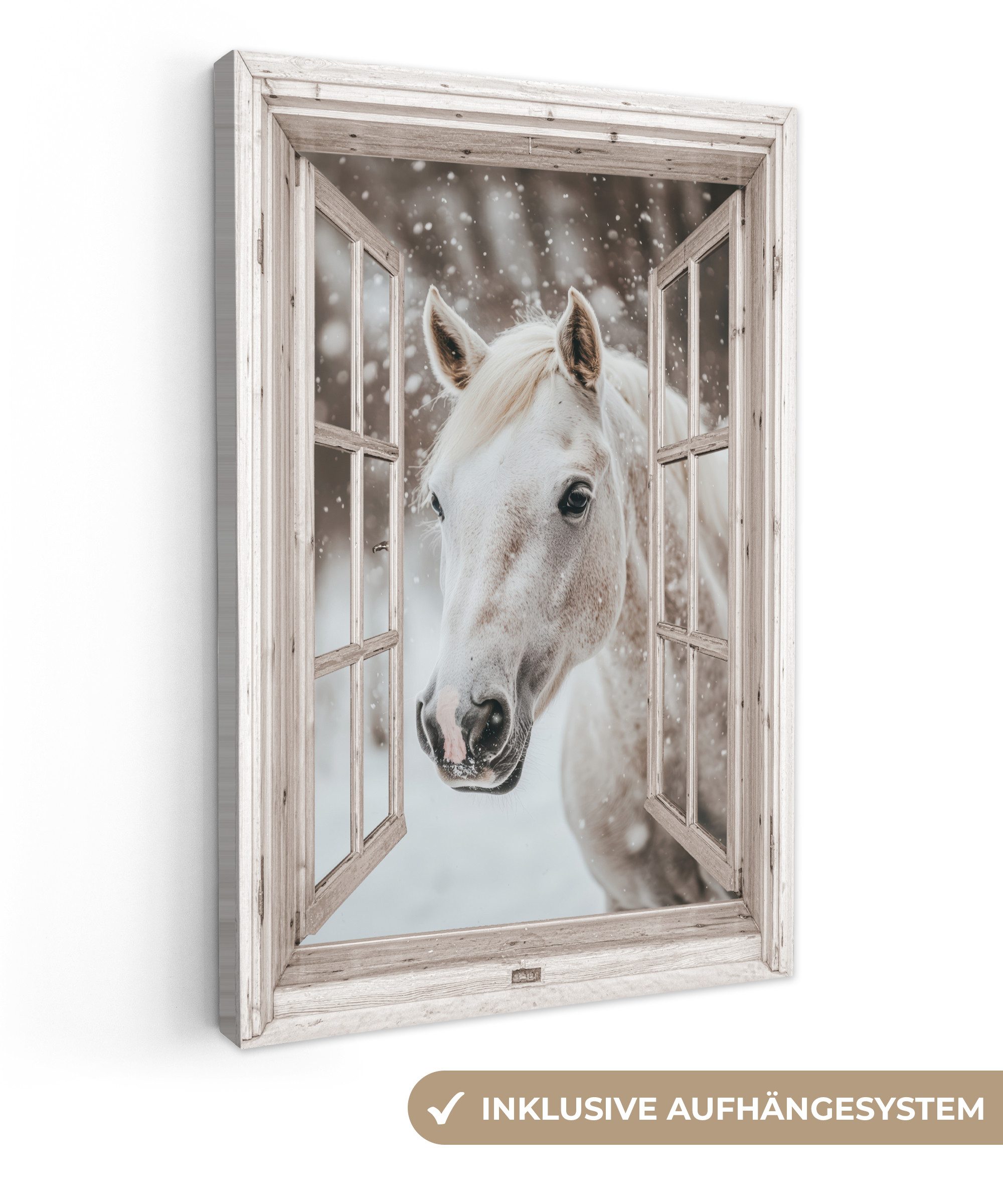 OneMillionCanvasses® Leinwandbild Pferd - Weiß - günstig online kaufen