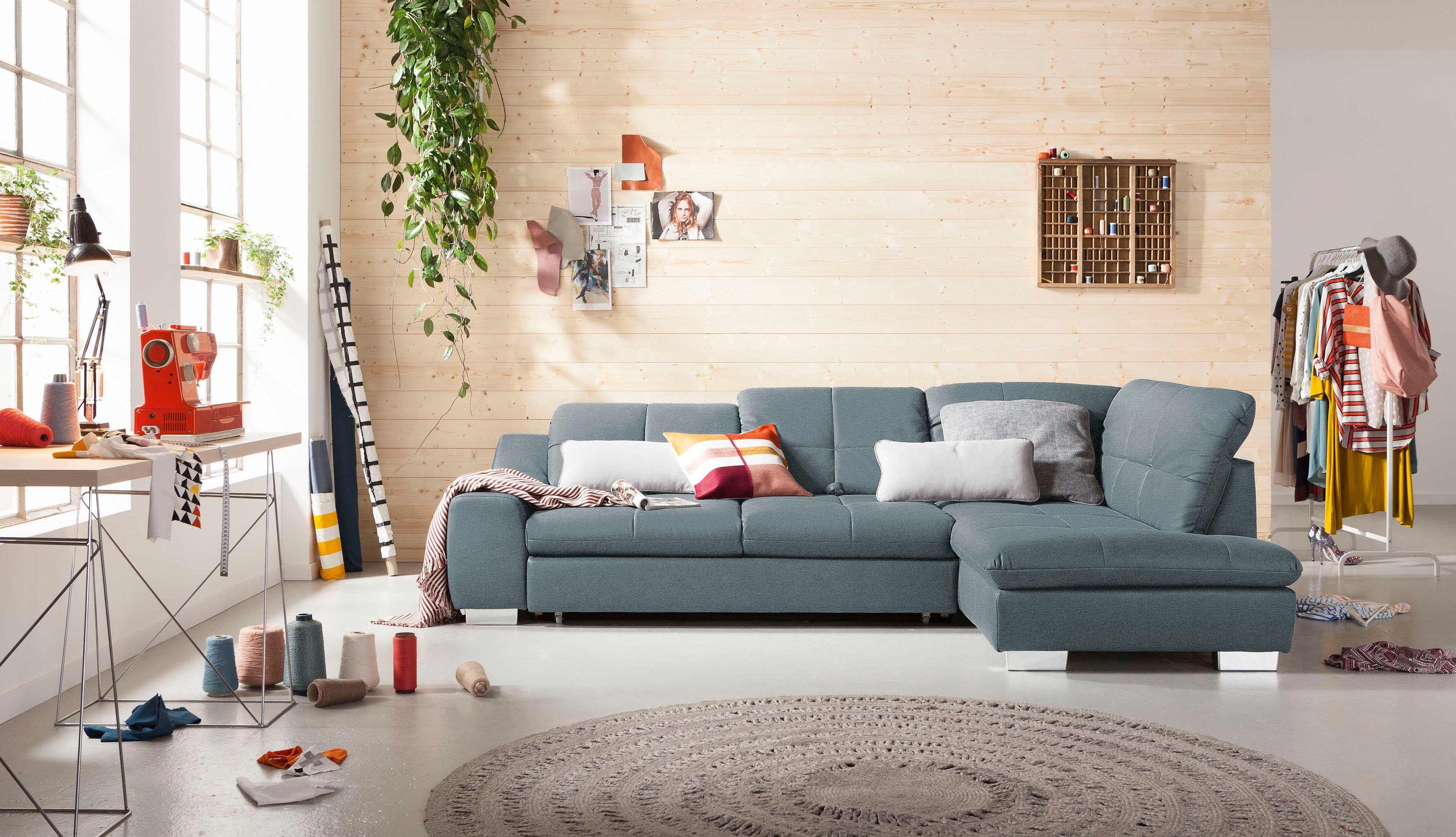 set one by Musterring Ecksofa SO 1200 inkl. Sitztiefen- & Rückenverstellung für hohen Sitzkomfort, wahlweise mit Bettfunktion, L-Form