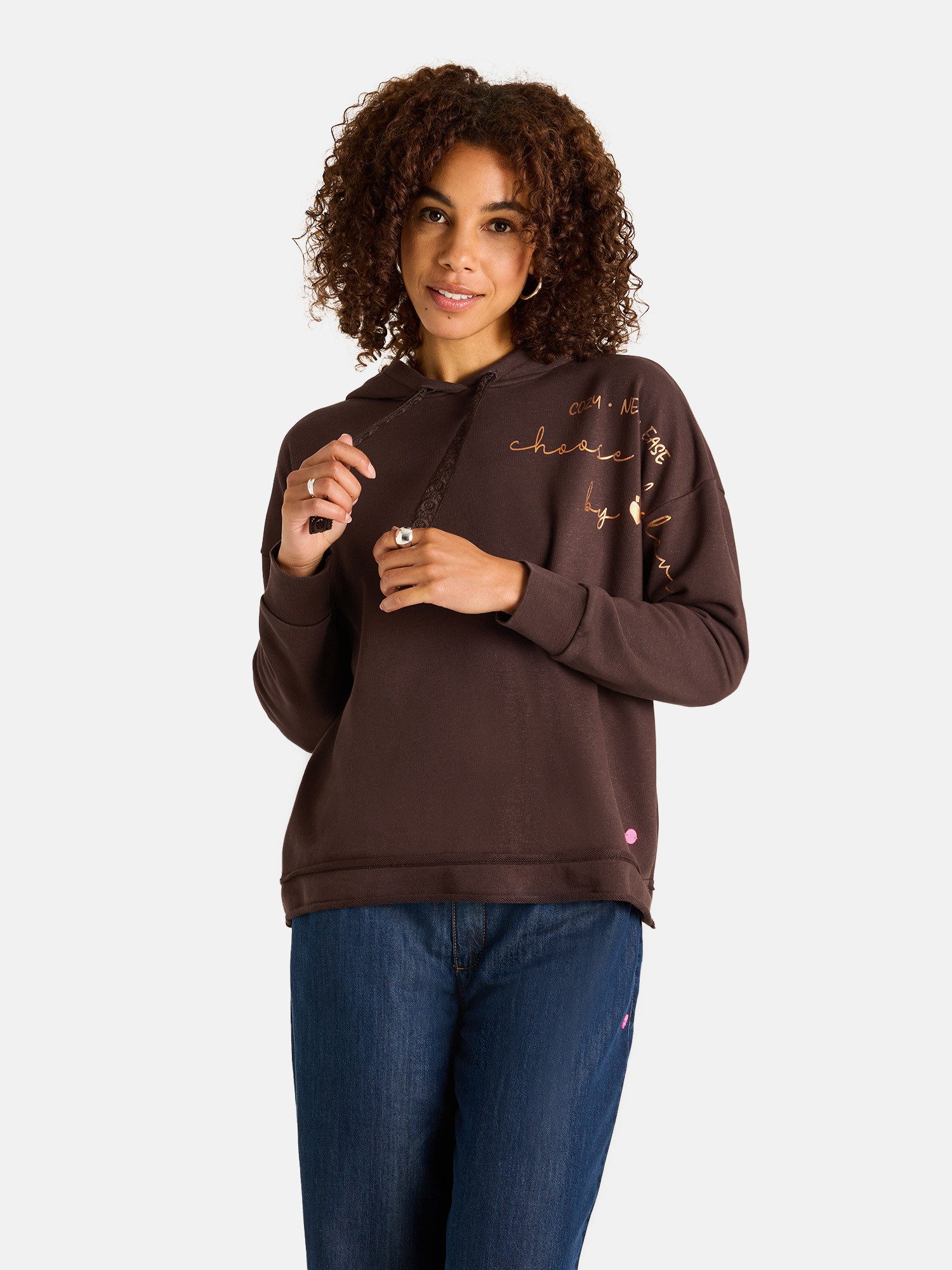 Lieblingsstück Kapuzensweatshirt RixaL aus Baumwollmix, mit Kordel aus Spitze