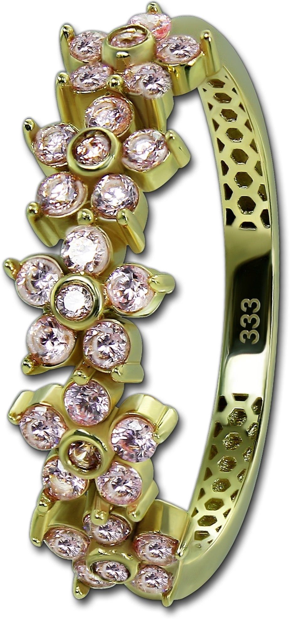GoldDream Goldring GoldDream Gold Ring Blumen Gr.58 (Fingerring), Damen Ring Echtgold, 333er Gelbgold gold, rosa Blumen
