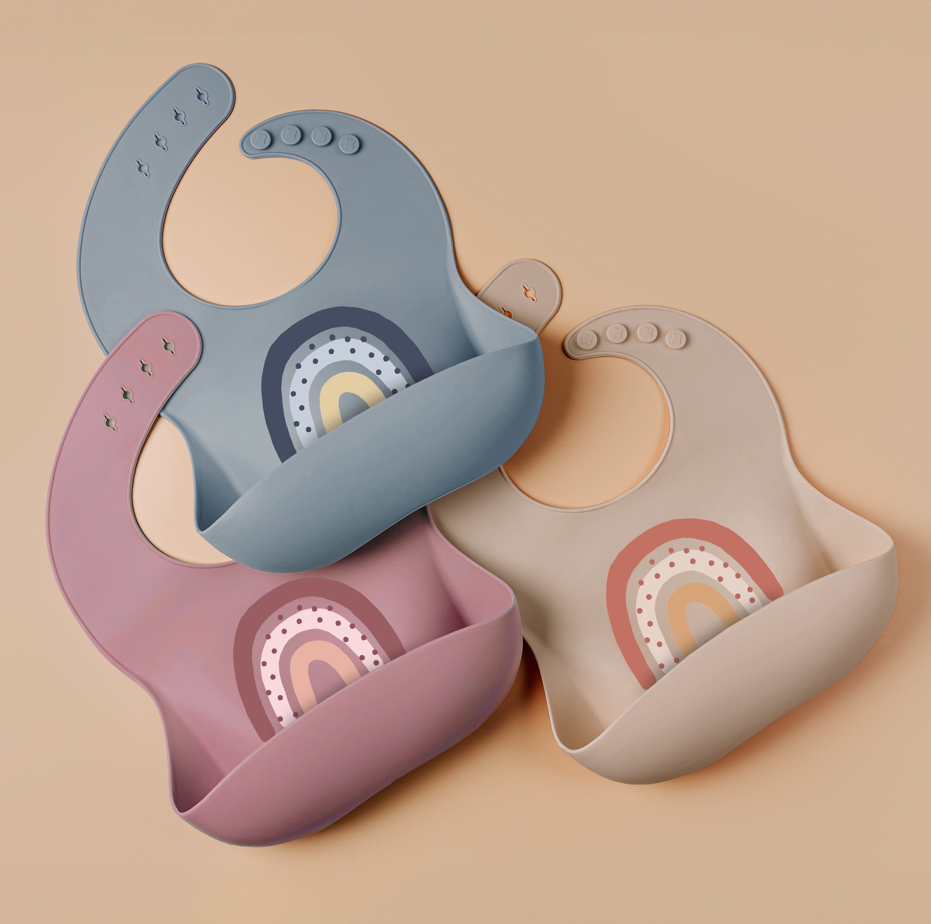 Artee Lätzchen Lätzchen 3er Set aus Silikon mit Auffangtasche