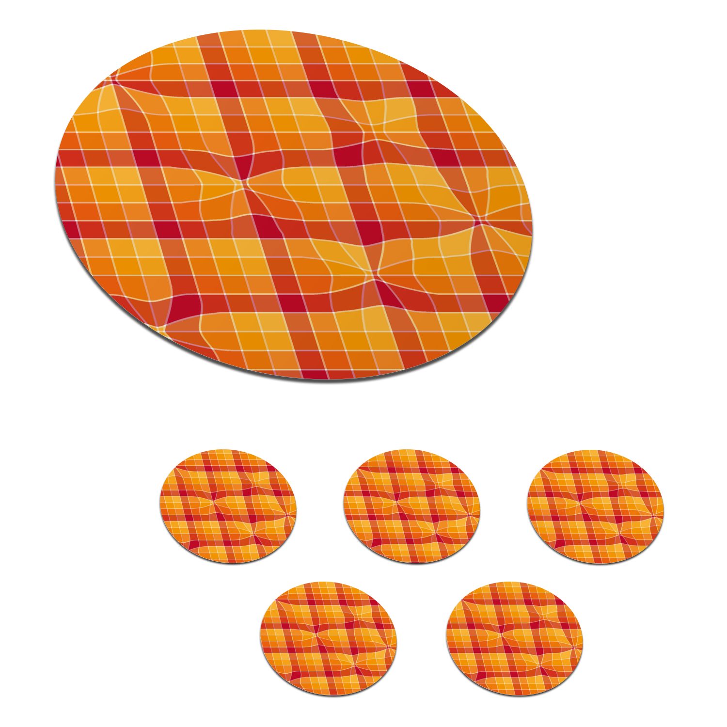 MuchoWow Glasuntersetzer Orange - Muster - Abstrakt, Zubehör für Gläser, 6-tlg., Getränkeuntersetzer, Tassenuntersetzer, Korkuntersetzer, Tasse, Becher