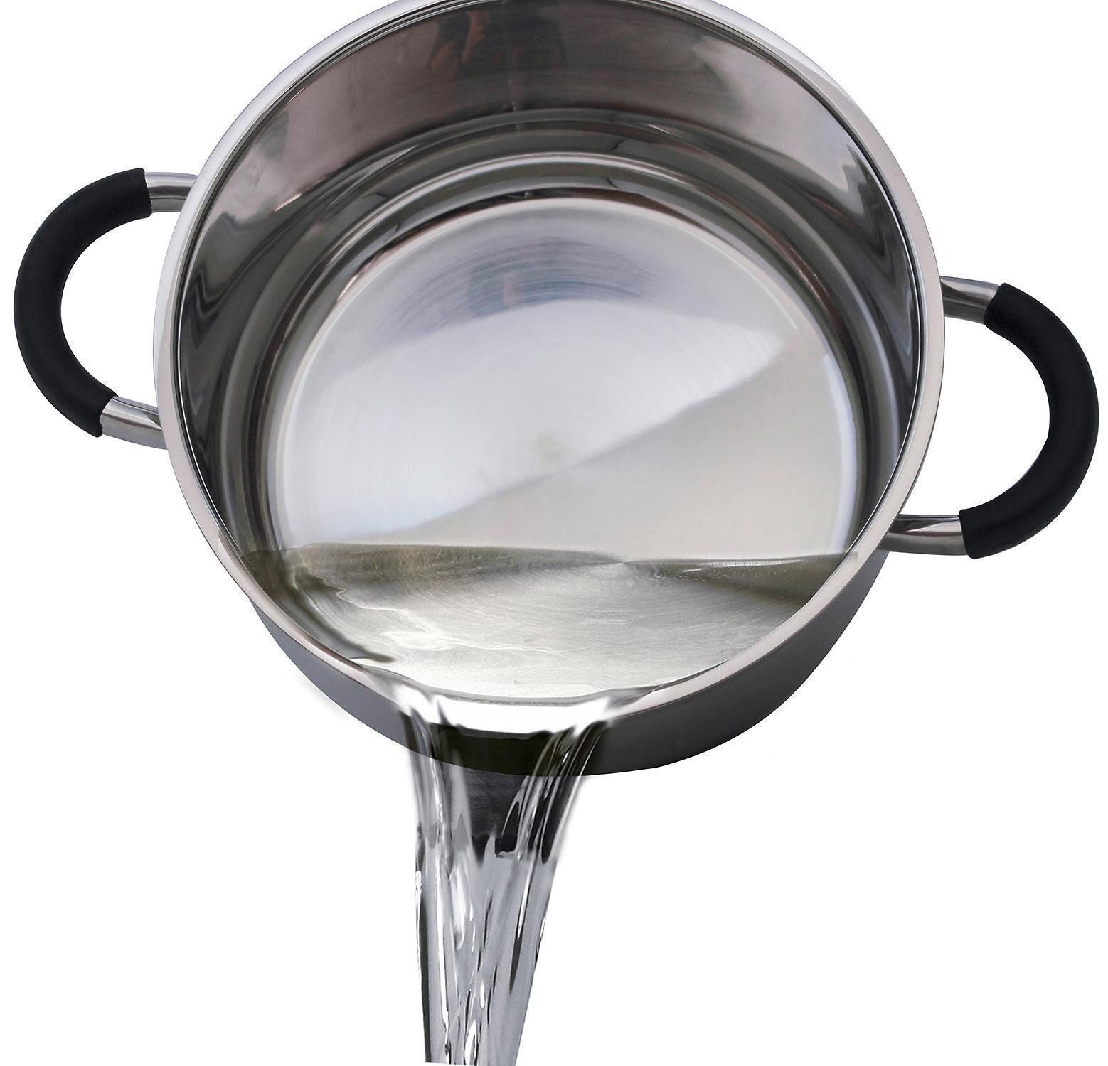 Elo Topf-Set 4-teilig BLACK STEAM, mit Glasdeckel, Innenskala, Edelstahl, Spülmaschinengeeignet