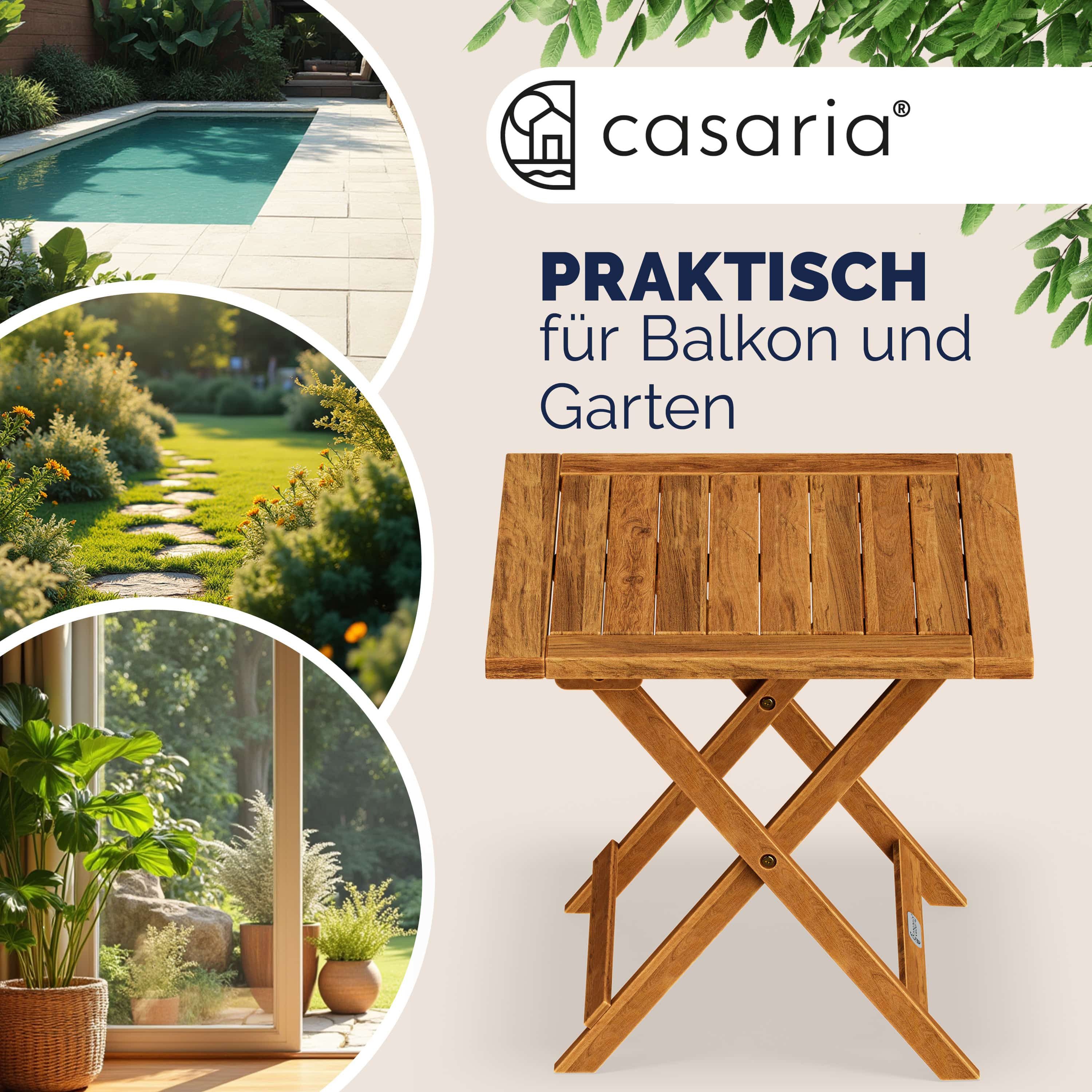 Casaria Klapptisch Akazie (1-St), Holz Vollmontiert Klappbar 80kg Belastbar günstig online kaufen